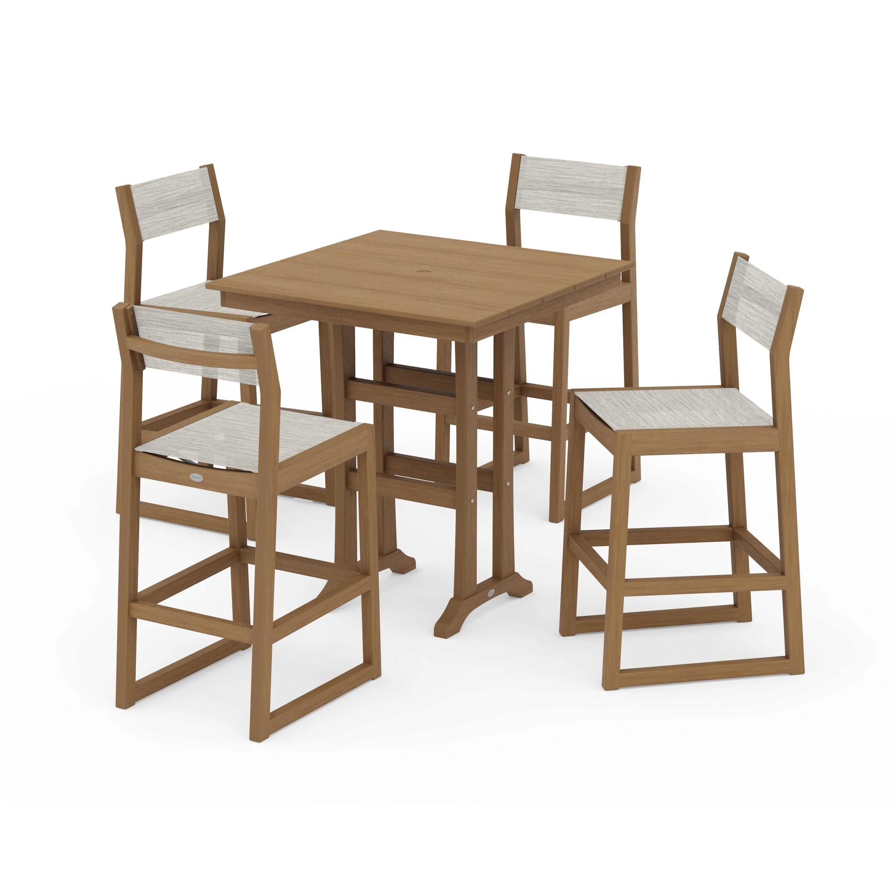 EDGE Sling Arm Chair 5-Piece Farmhouse Bar Set with Trestle Legs - Image 61