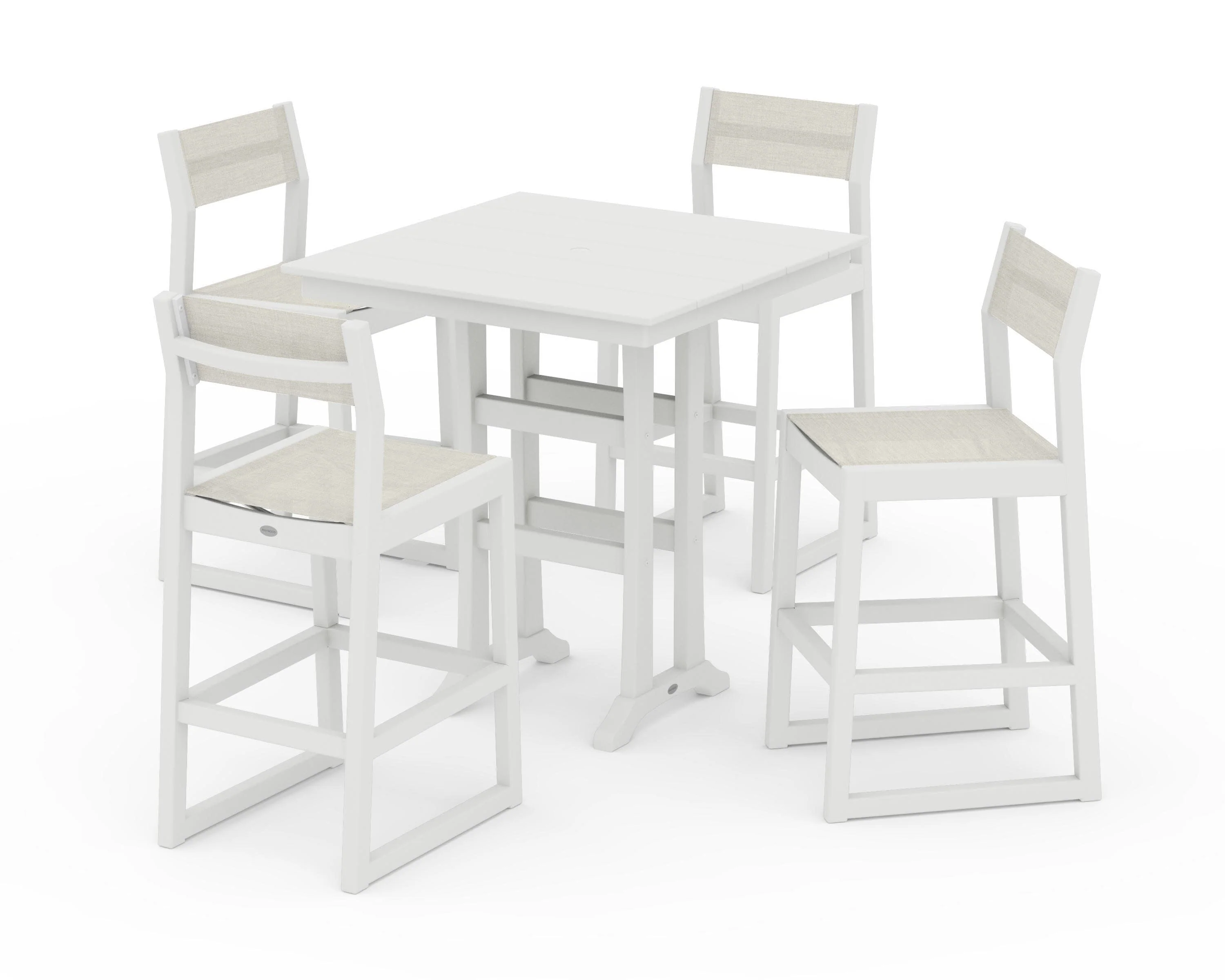 EDGE Sling Arm Chair 5-Piece Farmhouse Bar Set with Trestle Legs - Image 7