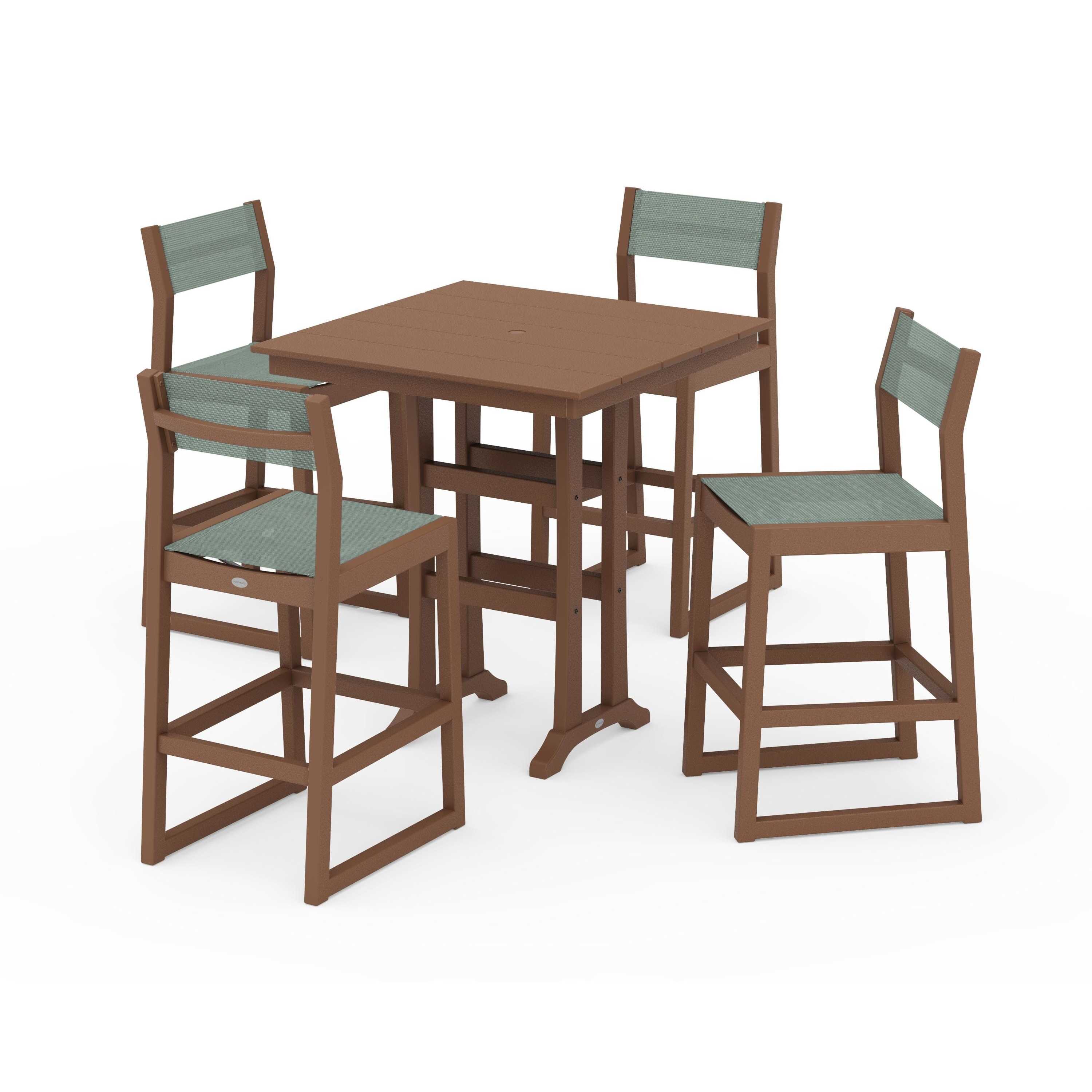EDGE Sling Arm Chair 5-Piece Farmhouse Bar Set with Trestle Legs - Image 71