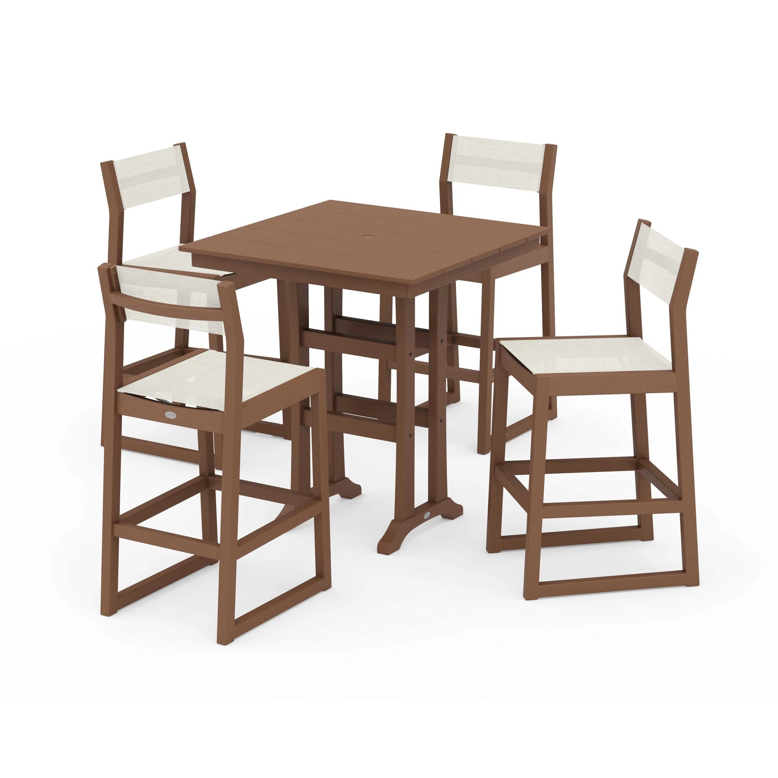 EDGE Sling Arm Chair 5-Piece Farmhouse Bar Set with Trestle Legs - Image 88