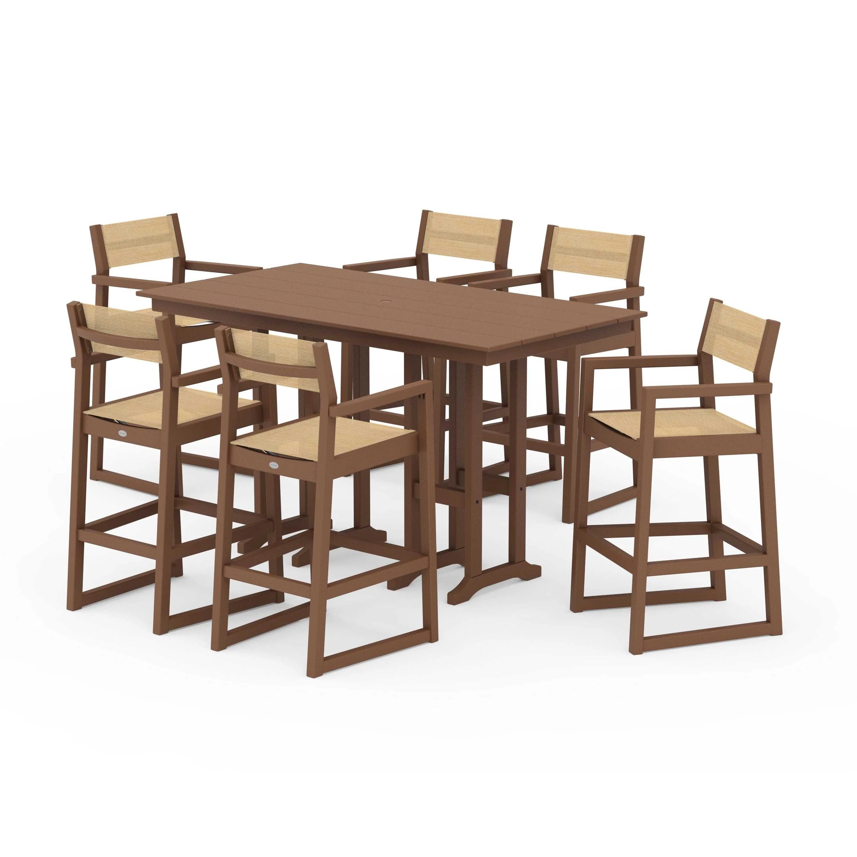 EDGE Sling Arm Chair 7-Piece Farmhouse Bar Set - Image 123