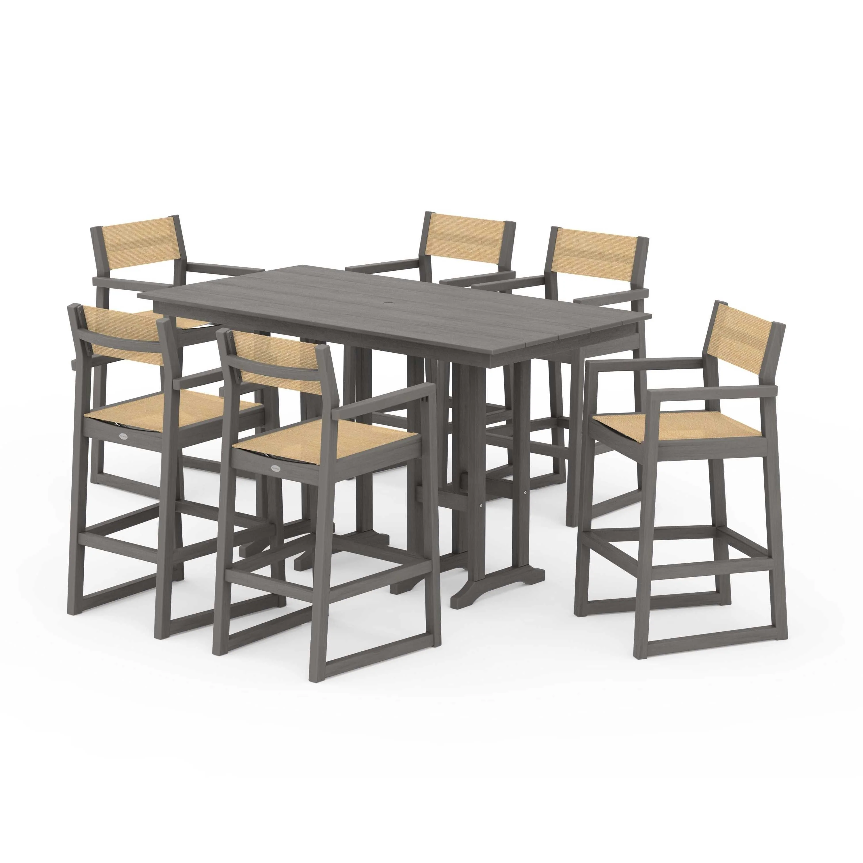 EDGE Sling Arm Chair 7-Piece Farmhouse Bar Set - Image 130