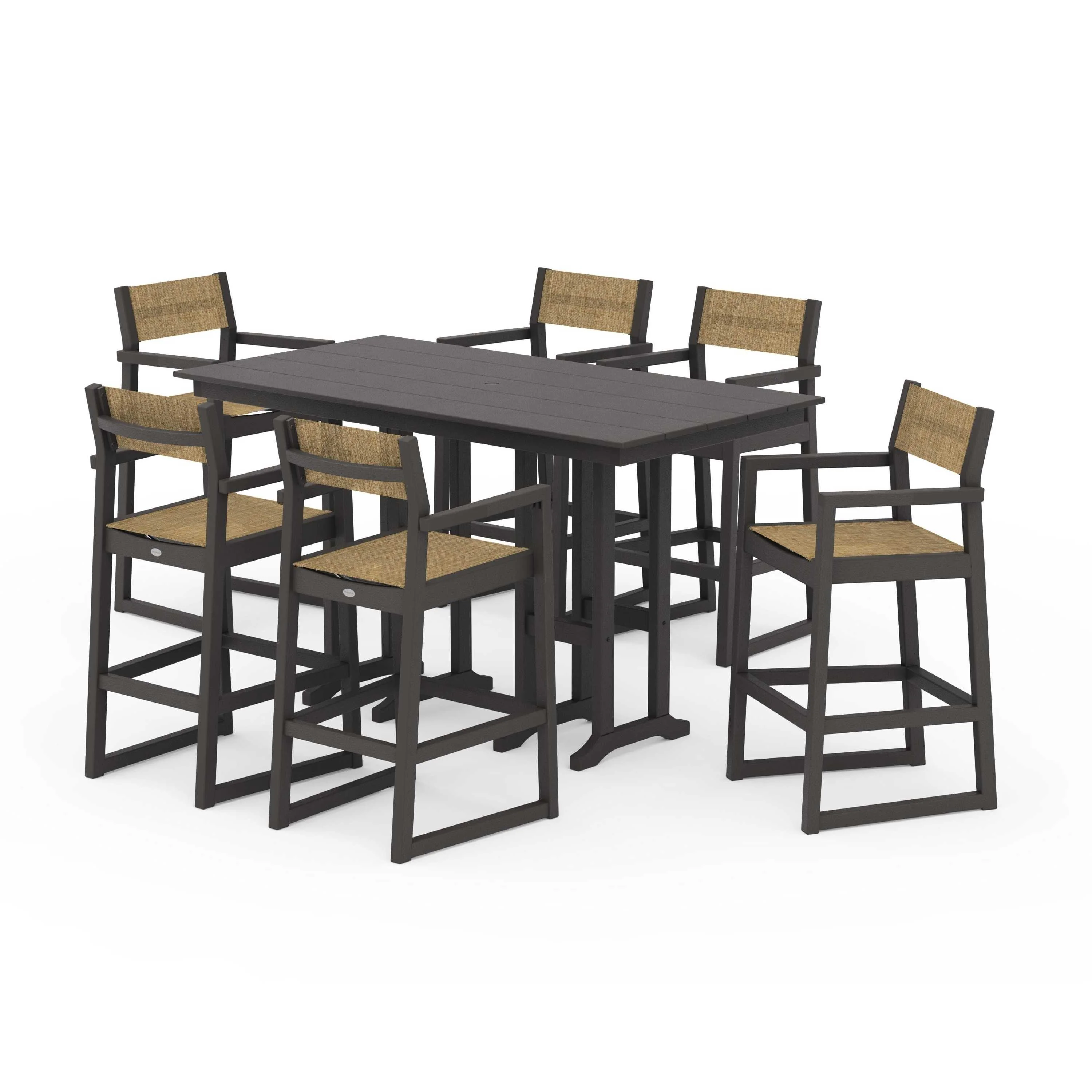 EDGE Sling Arm Chair 7-Piece Farmhouse Bar Set - Image 46