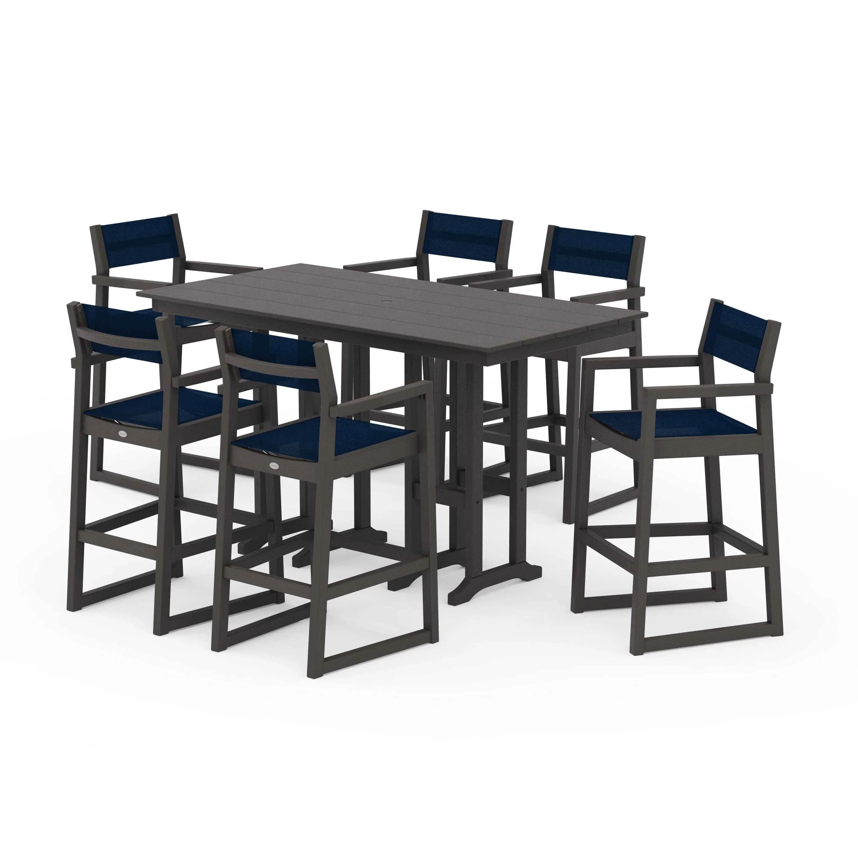 EDGE Sling Arm Chair 7-Piece Farmhouse Bar Set - Image 66