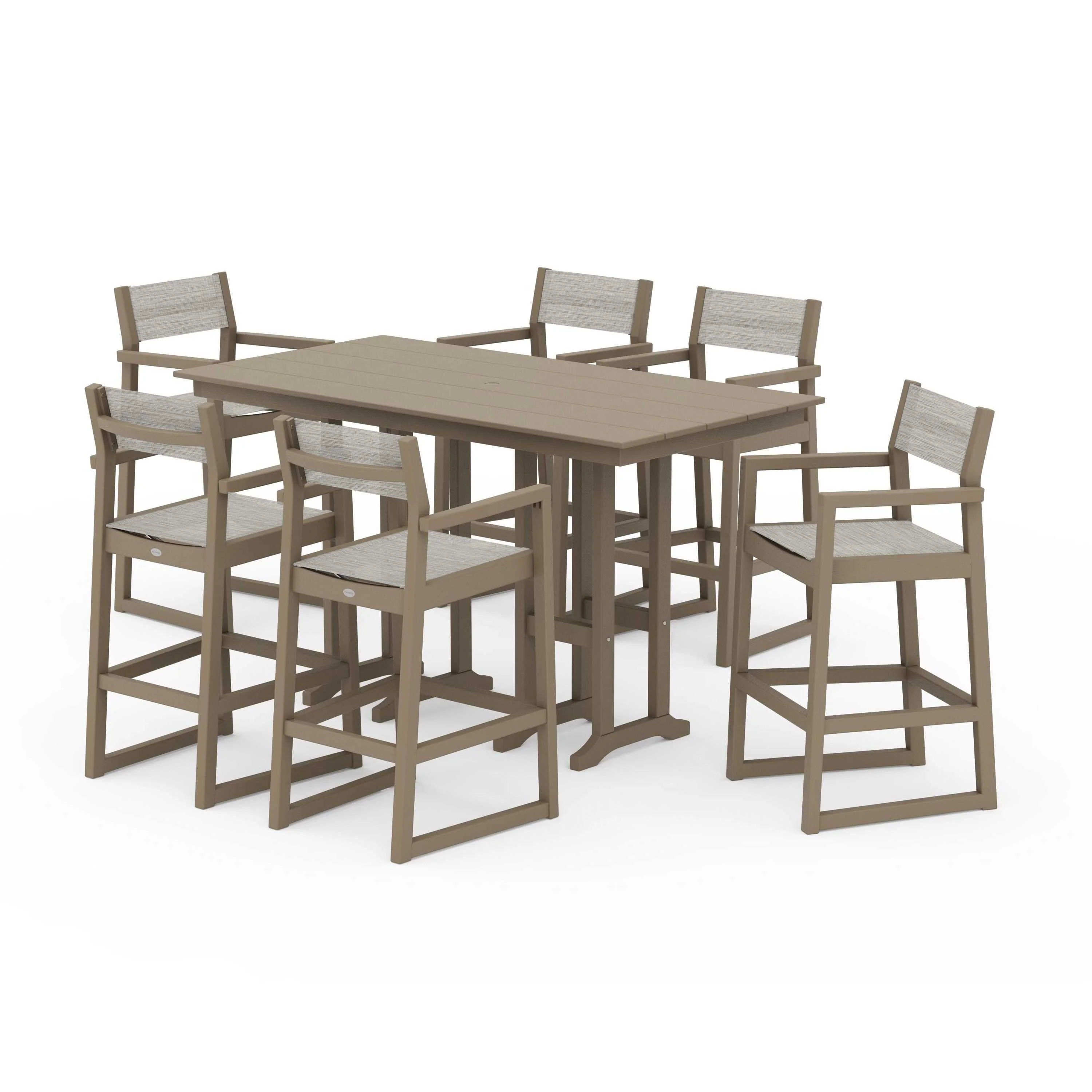 EDGE Sling Arm Chair 7-Piece Farmhouse Bar Set - Image 73