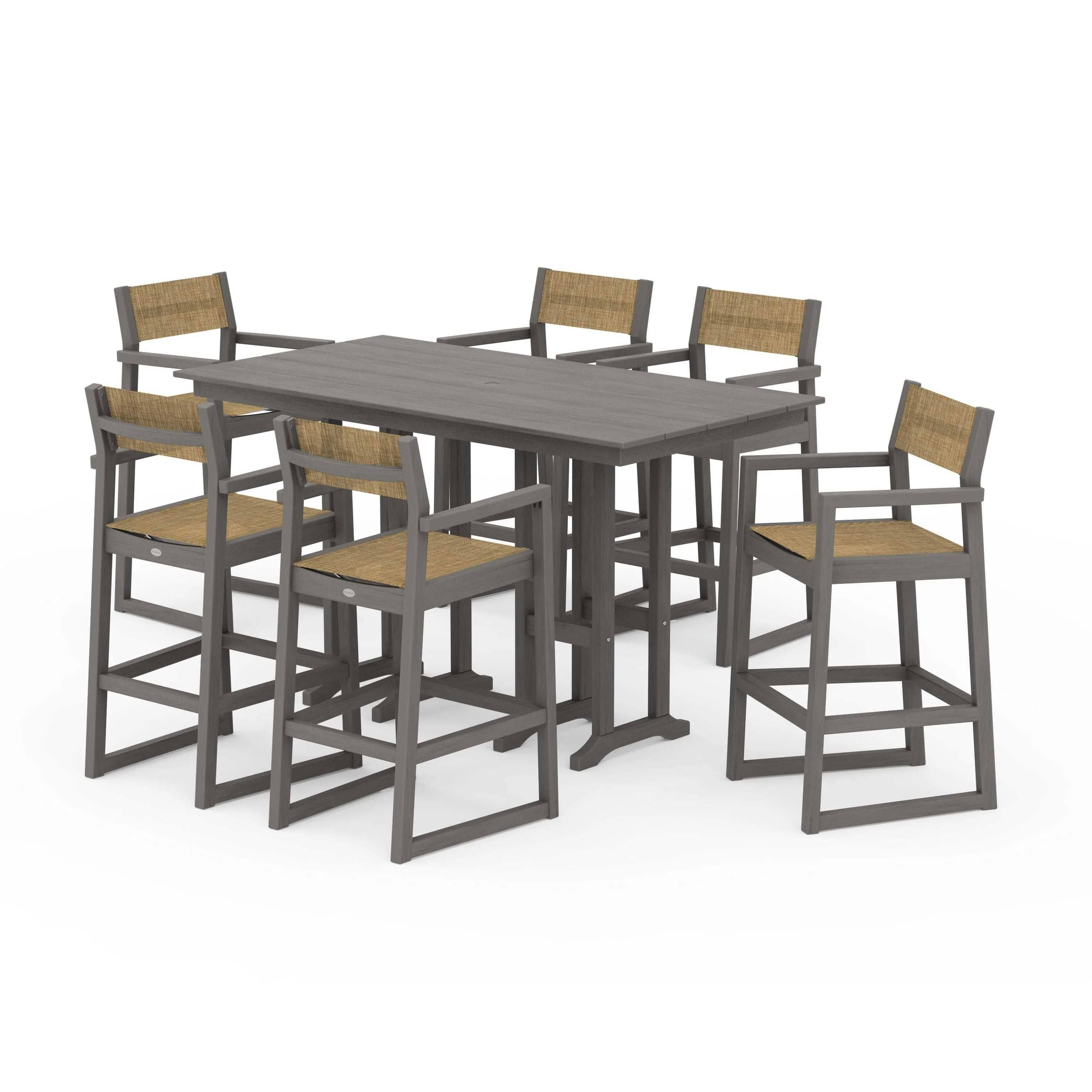 EDGE Sling Arm Chair 7-Piece Farmhouse Bar Set - Image 75