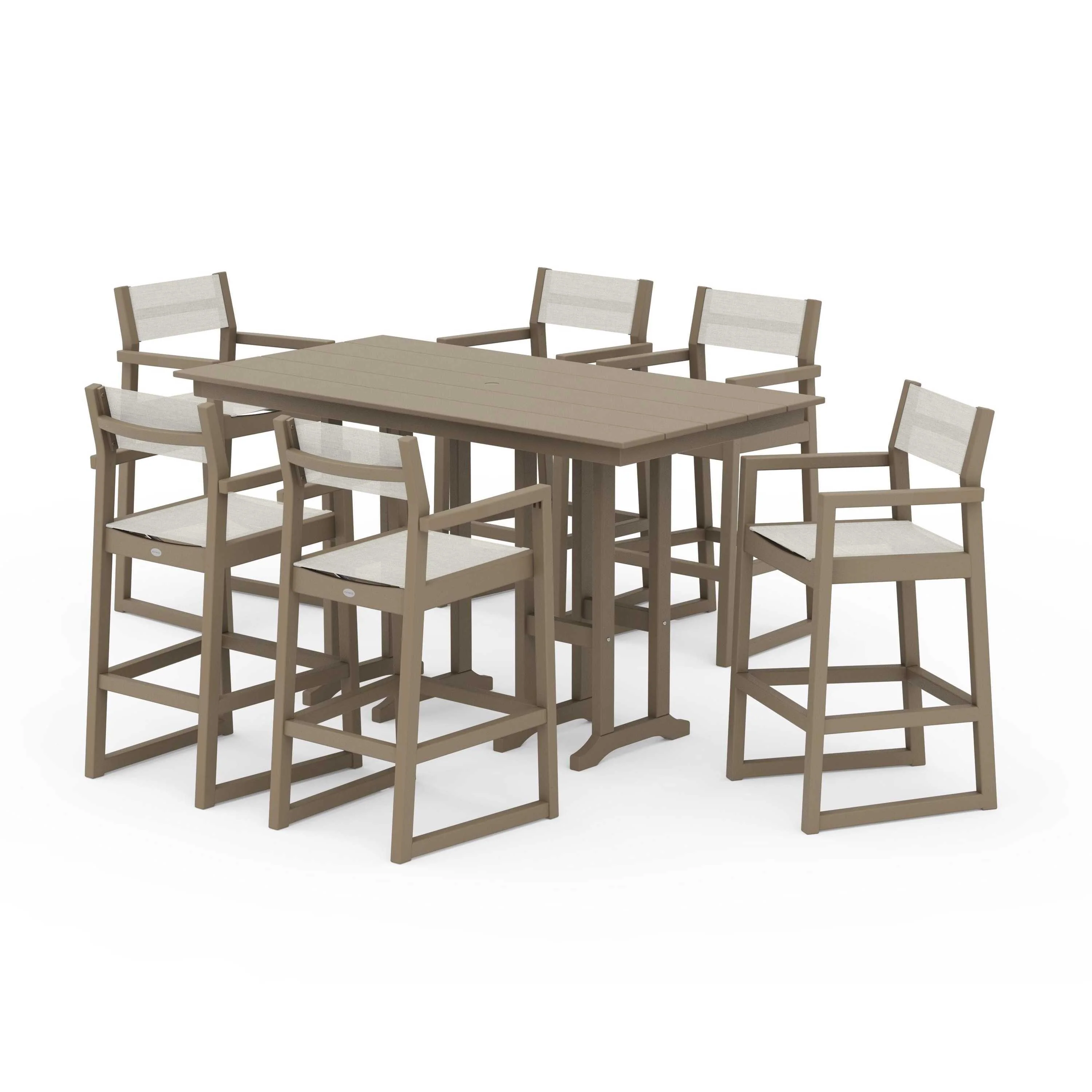 EDGE Sling Arm Chair 7-Piece Farmhouse Bar Set - Image 83