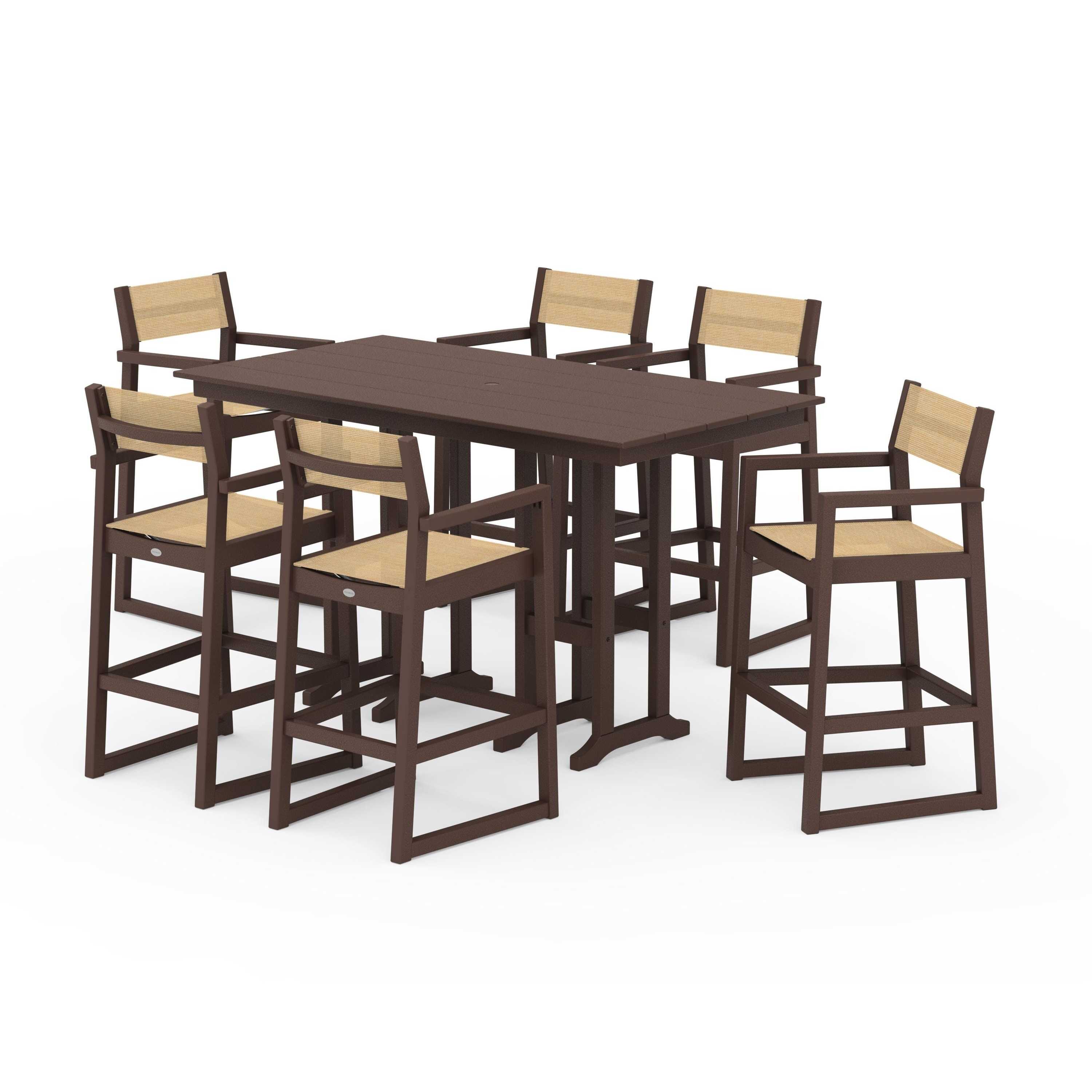 EDGE Sling Arm Chair 7-Piece Farmhouse Bar Set - Image 86