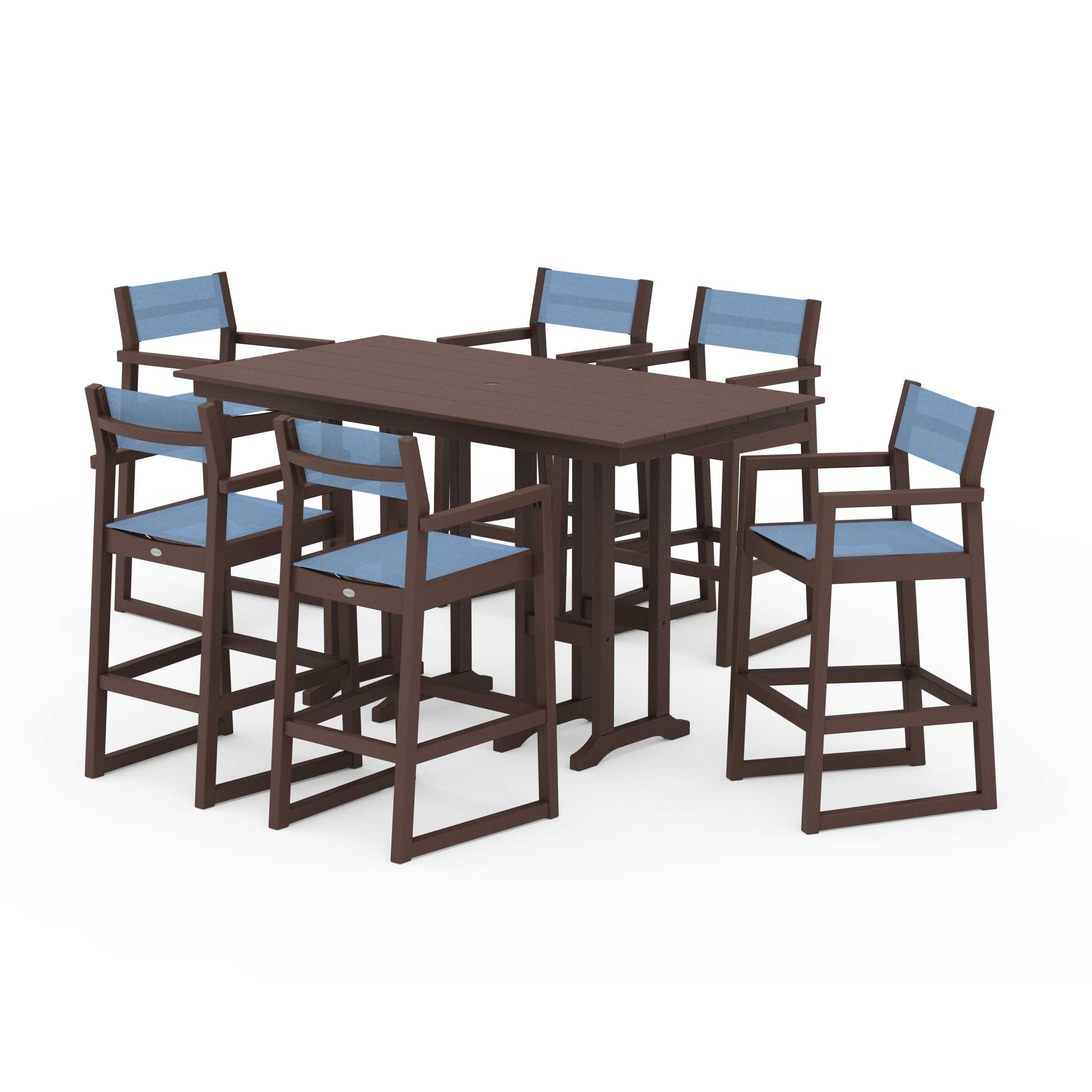 EDGE Sling Arm Chair 7-Piece Farmhouse Bar Set - Image 91