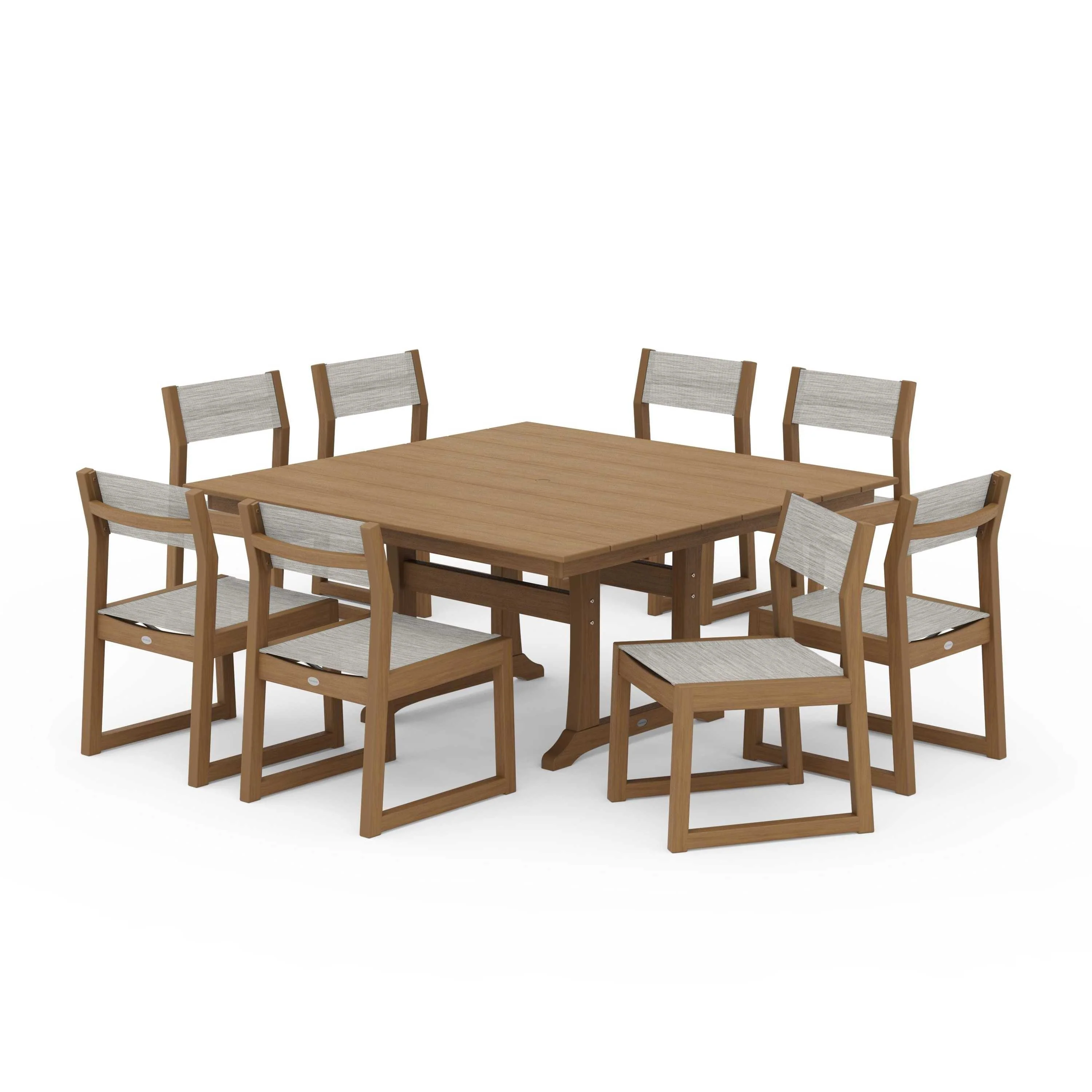 EDGE Sling Side Chair 9-Piece Farmhouse Trestle Dining Set - Image 121