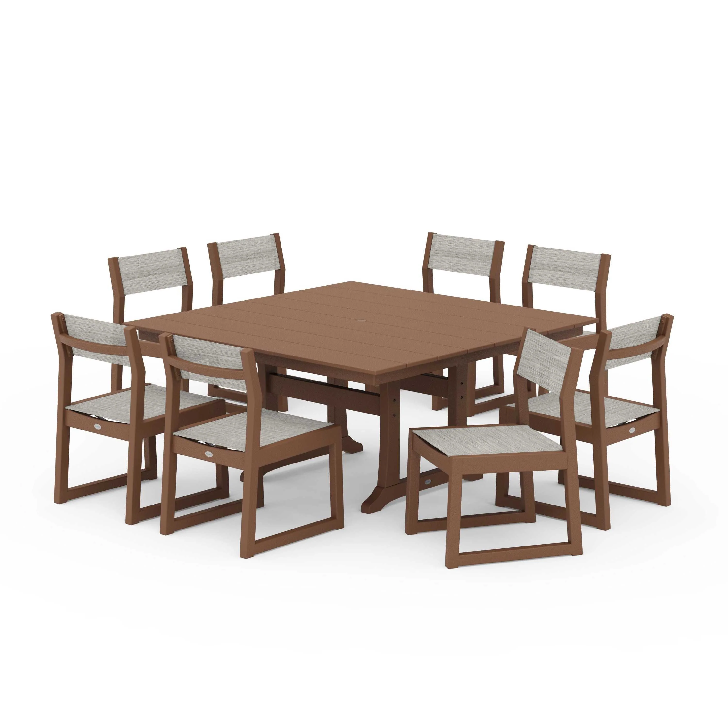 EDGE Sling Side Chair 9-Piece Farmhouse Trestle Dining Set - Image 123