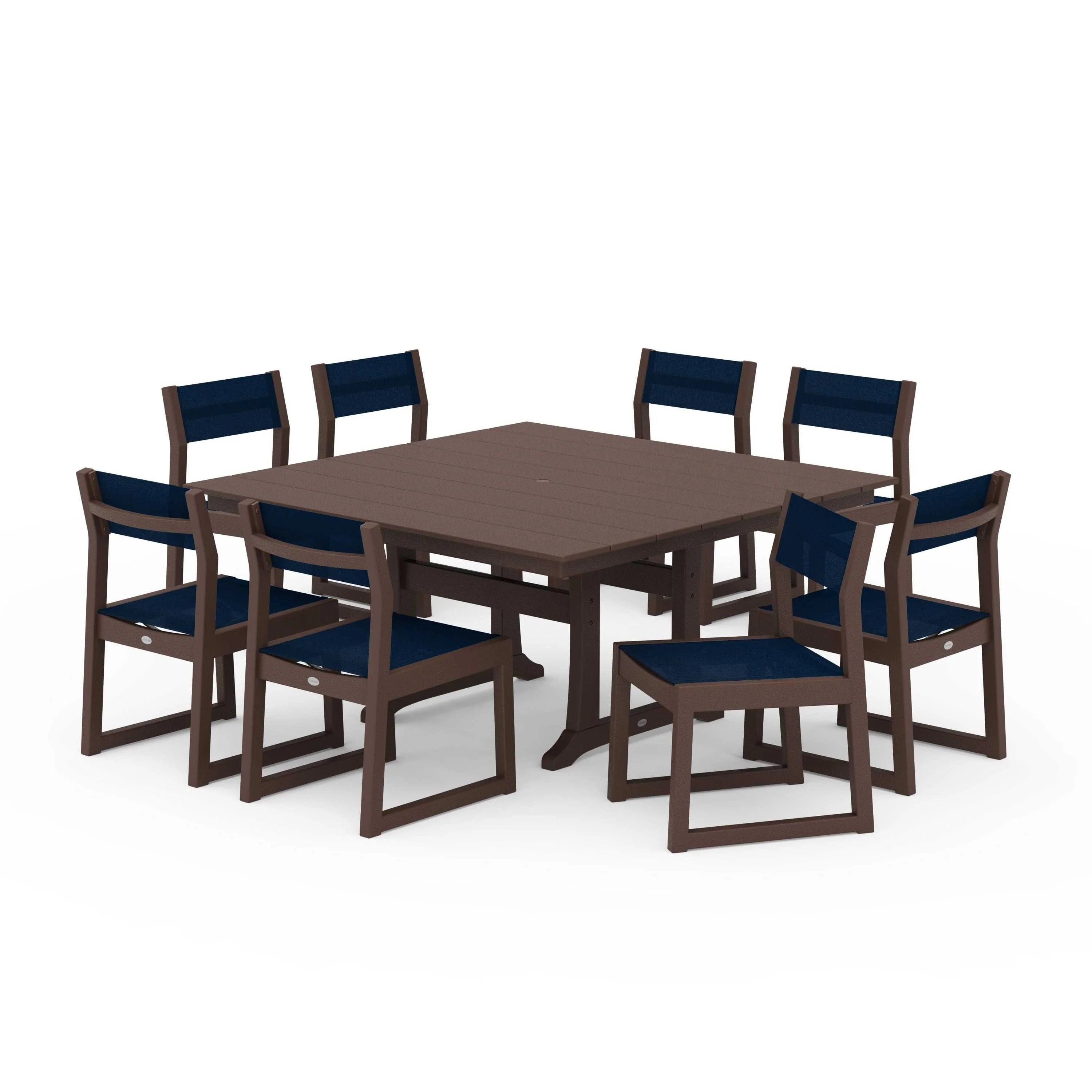 EDGE Sling Side Chair 9-Piece Farmhouse Trestle Dining Set - Image 128