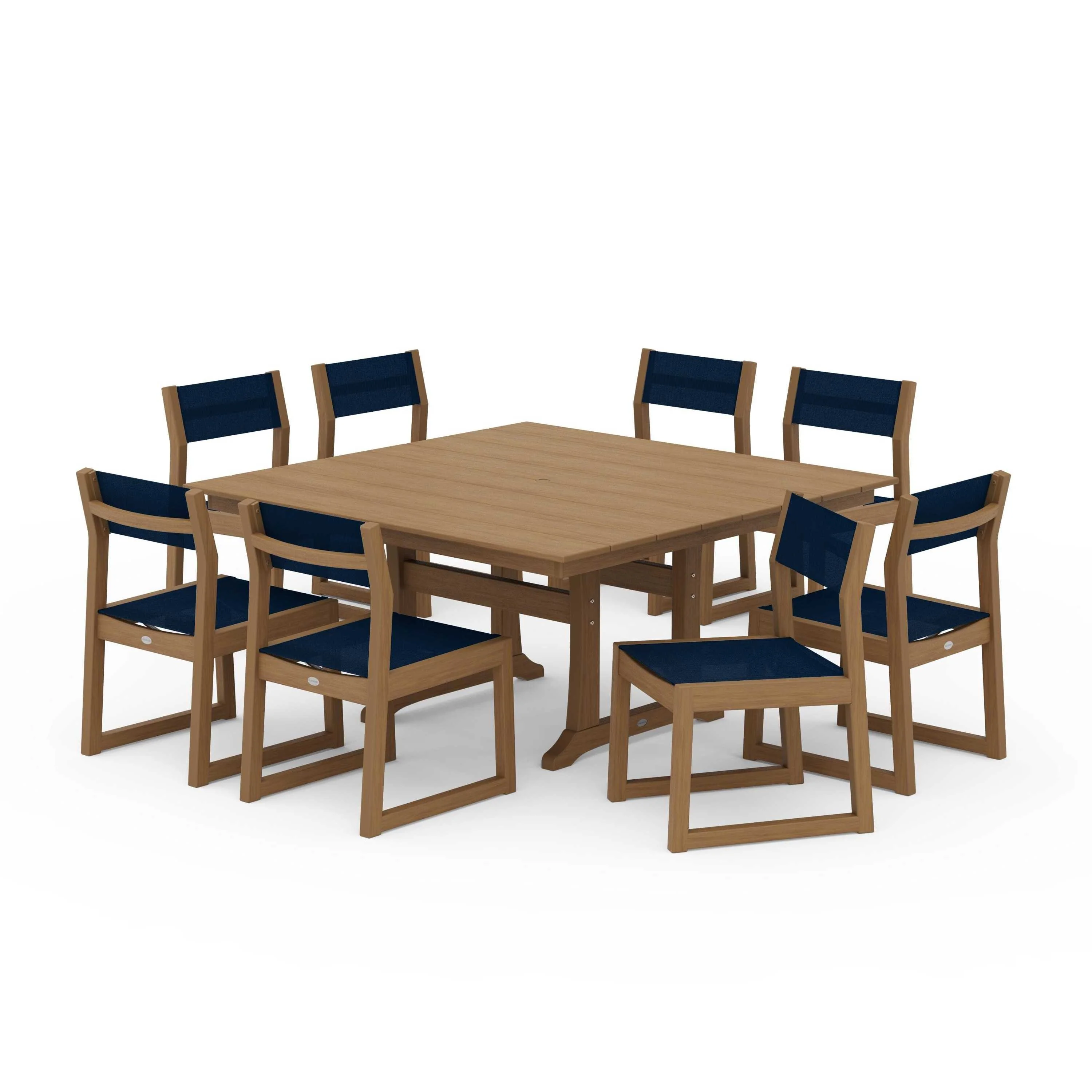 EDGE Sling Side Chair 9-Piece Farmhouse Trestle Dining Set - Image 131