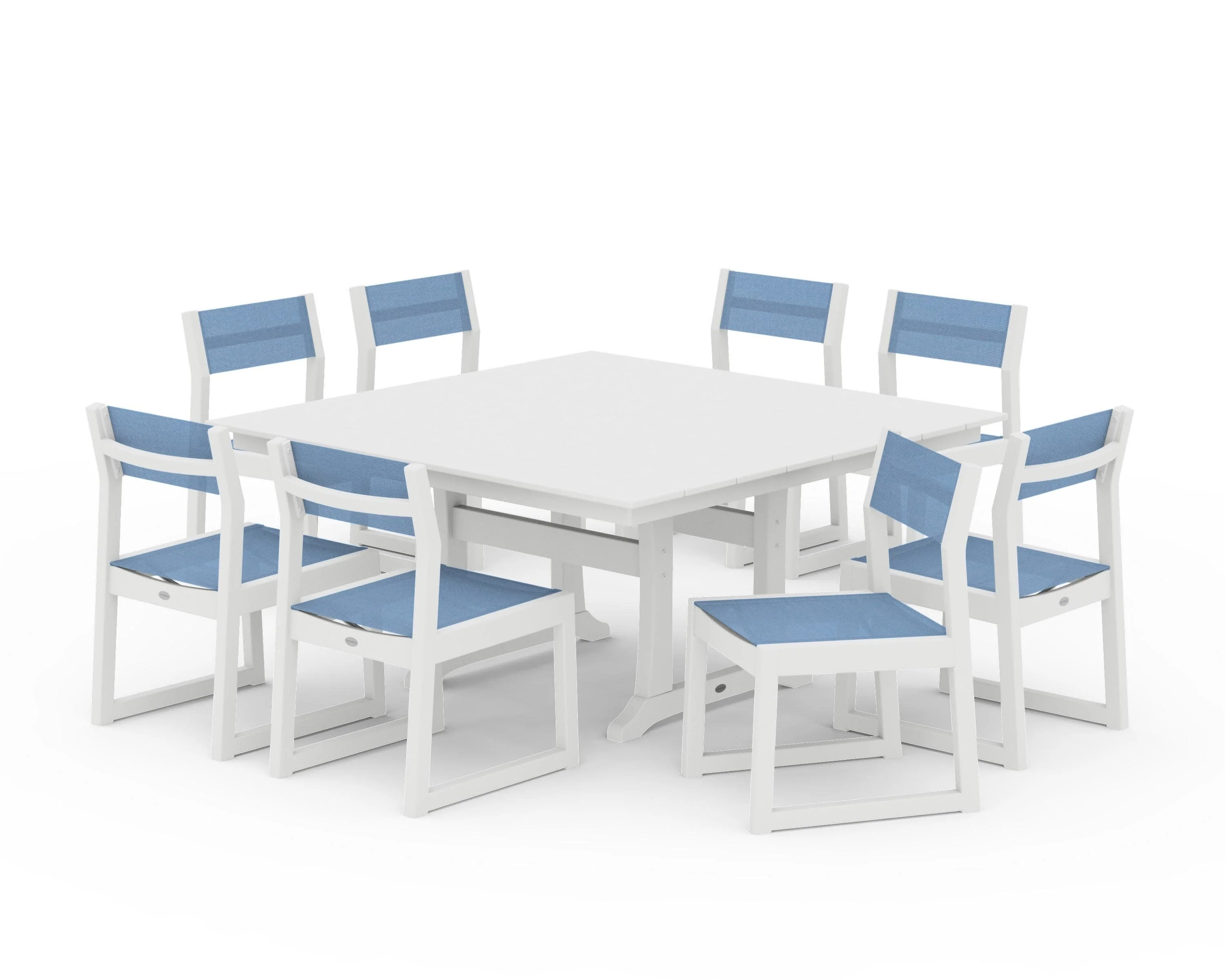 EDGE Sling Side Chair 9-Piece Farmhouse Trestle Dining Set - Image 16