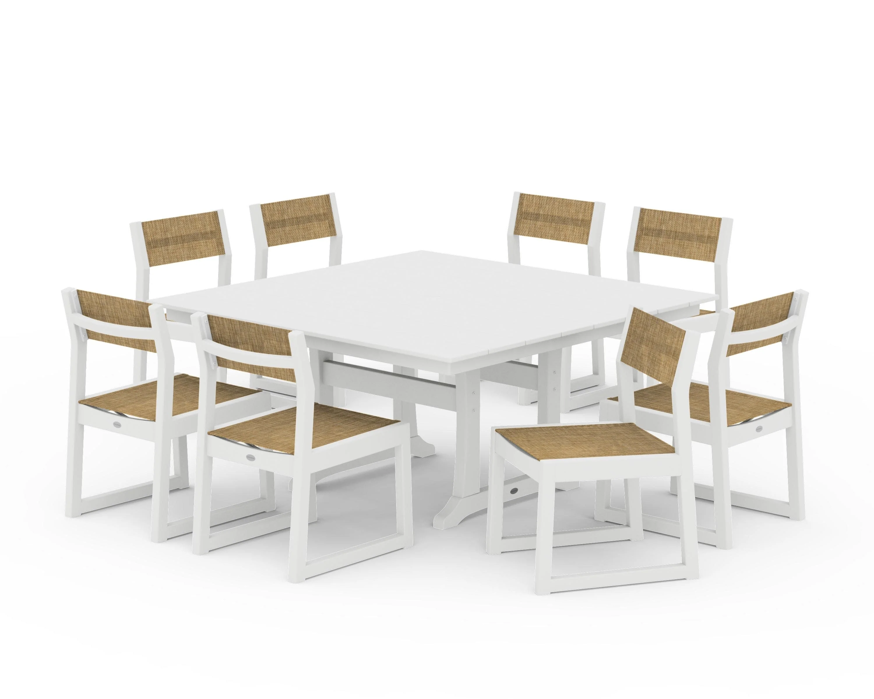 EDGE Sling Side Chair 9-Piece Farmhouse Trestle Dining Set - Image 17