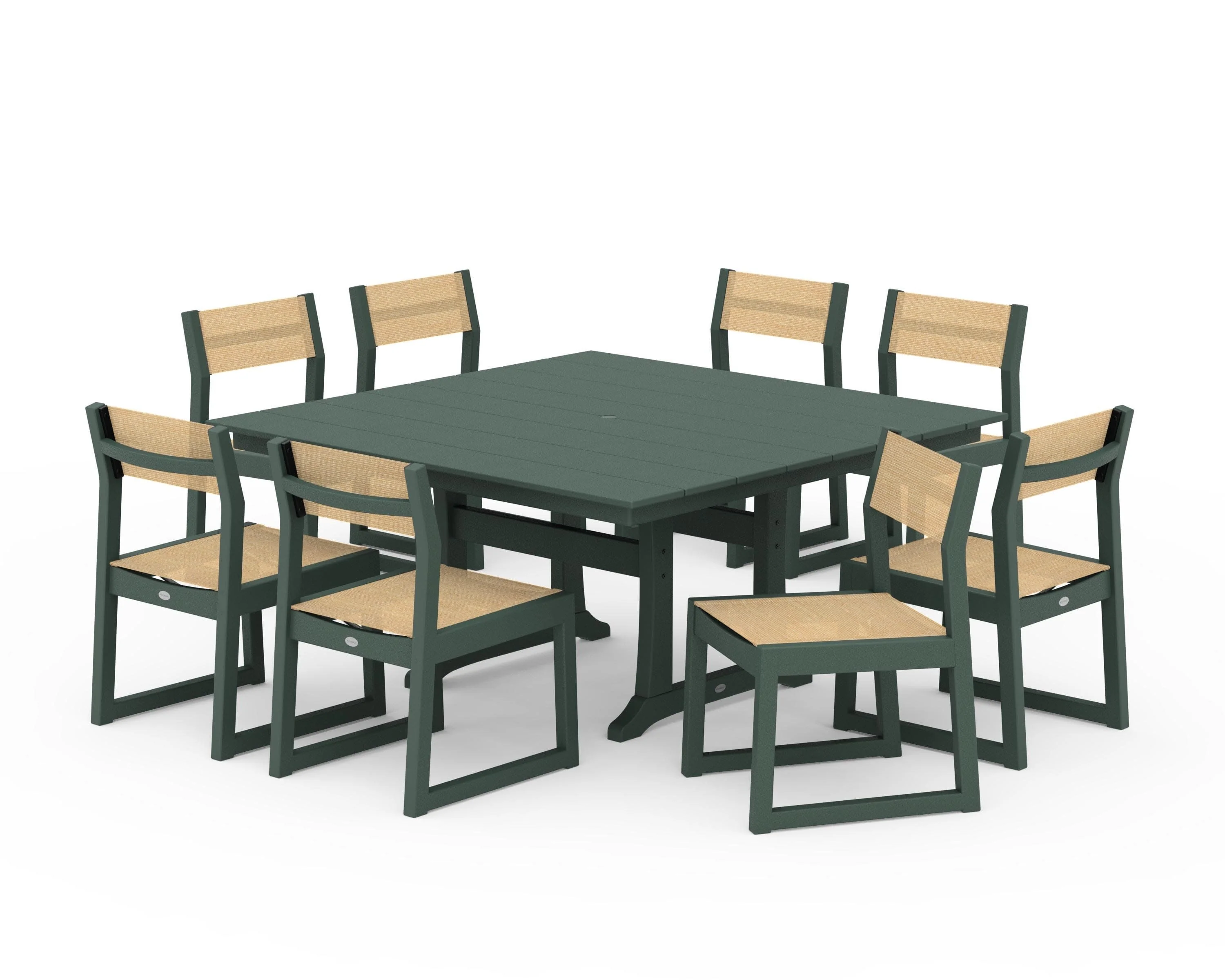 EDGE Sling Side Chair 9-Piece Farmhouse Trestle Dining Set - Image 43