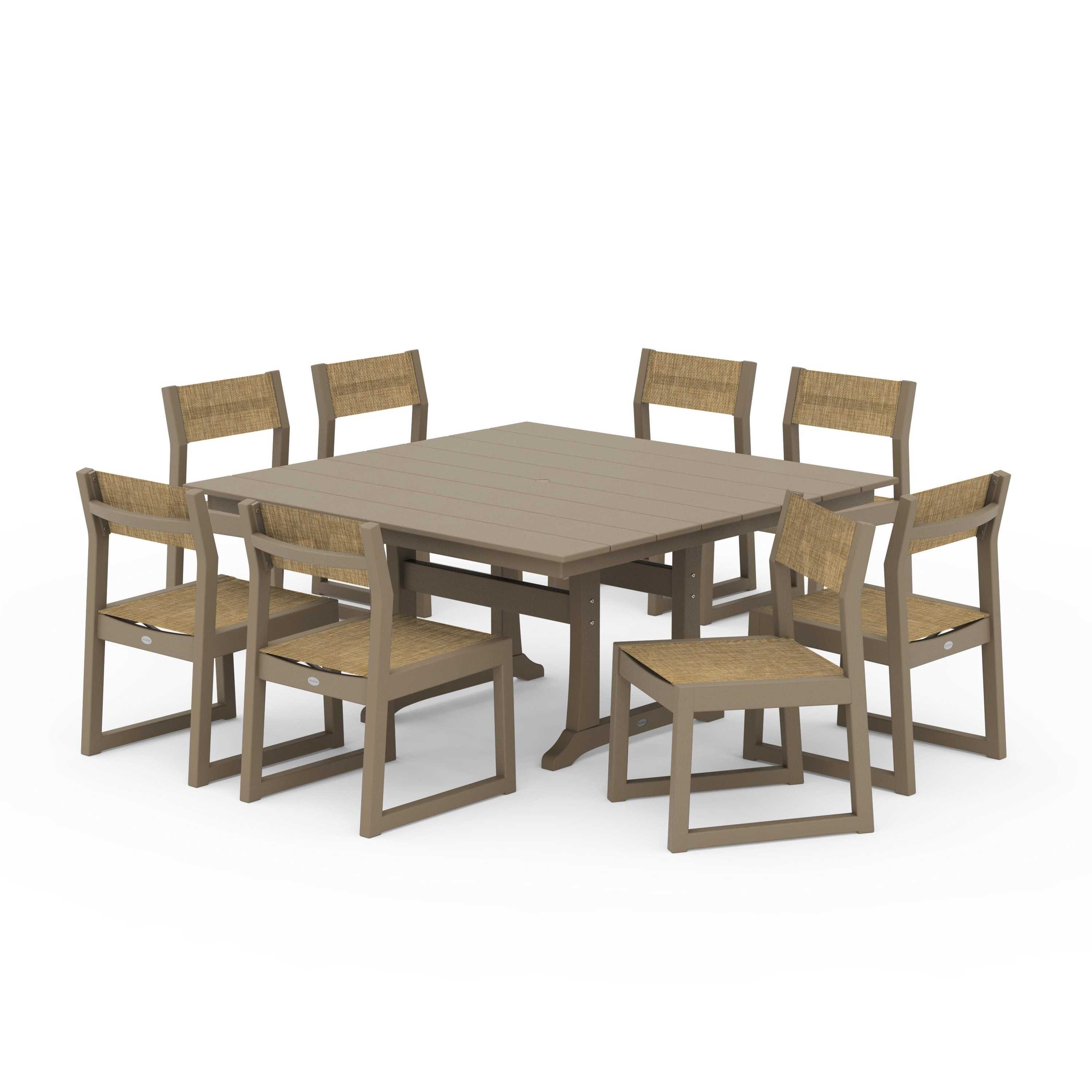EDGE Sling Side Chair 9-Piece Farmhouse Trestle Dining Set - Image 47