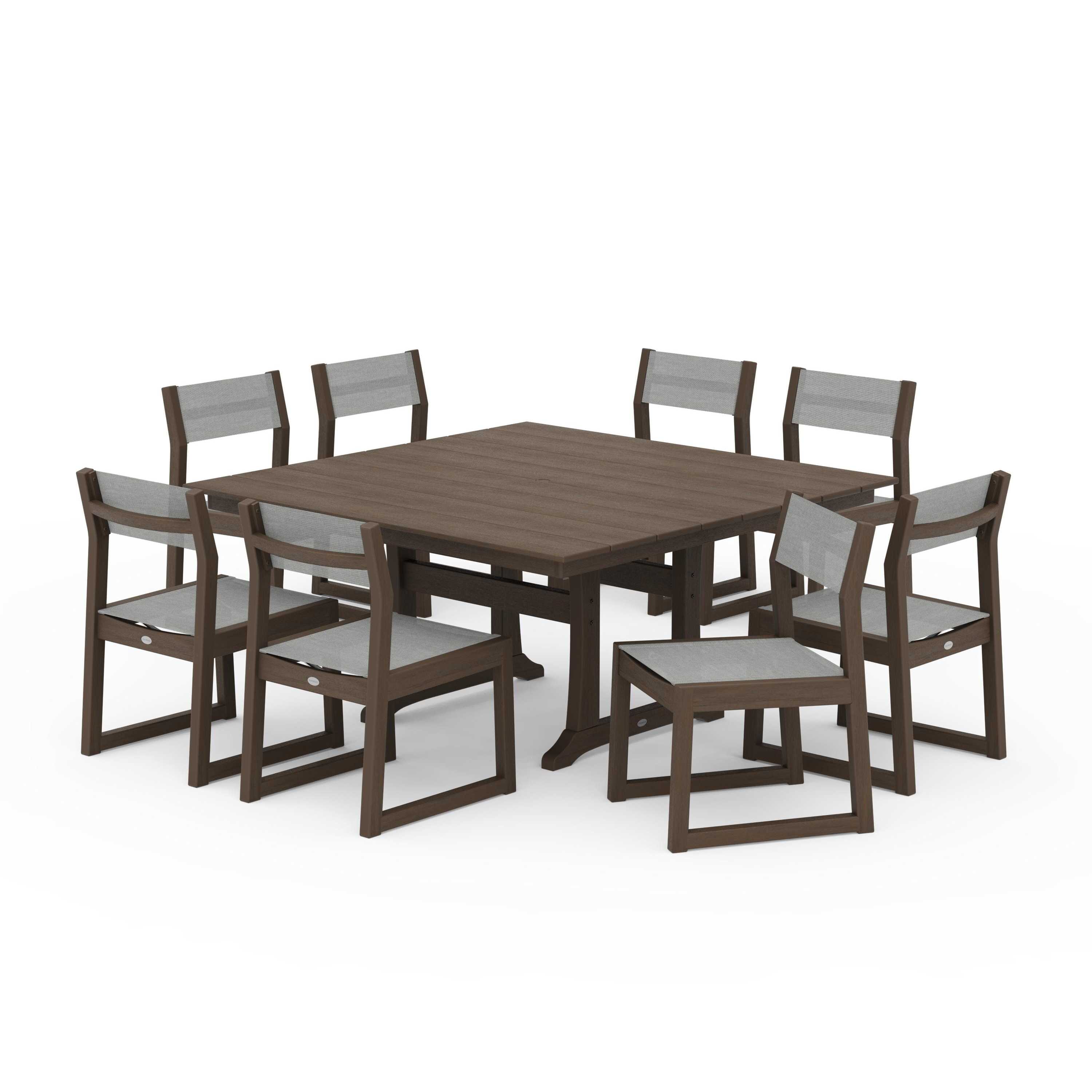 EDGE Sling Side Chair 9-Piece Farmhouse Trestle Dining Set - Image 53