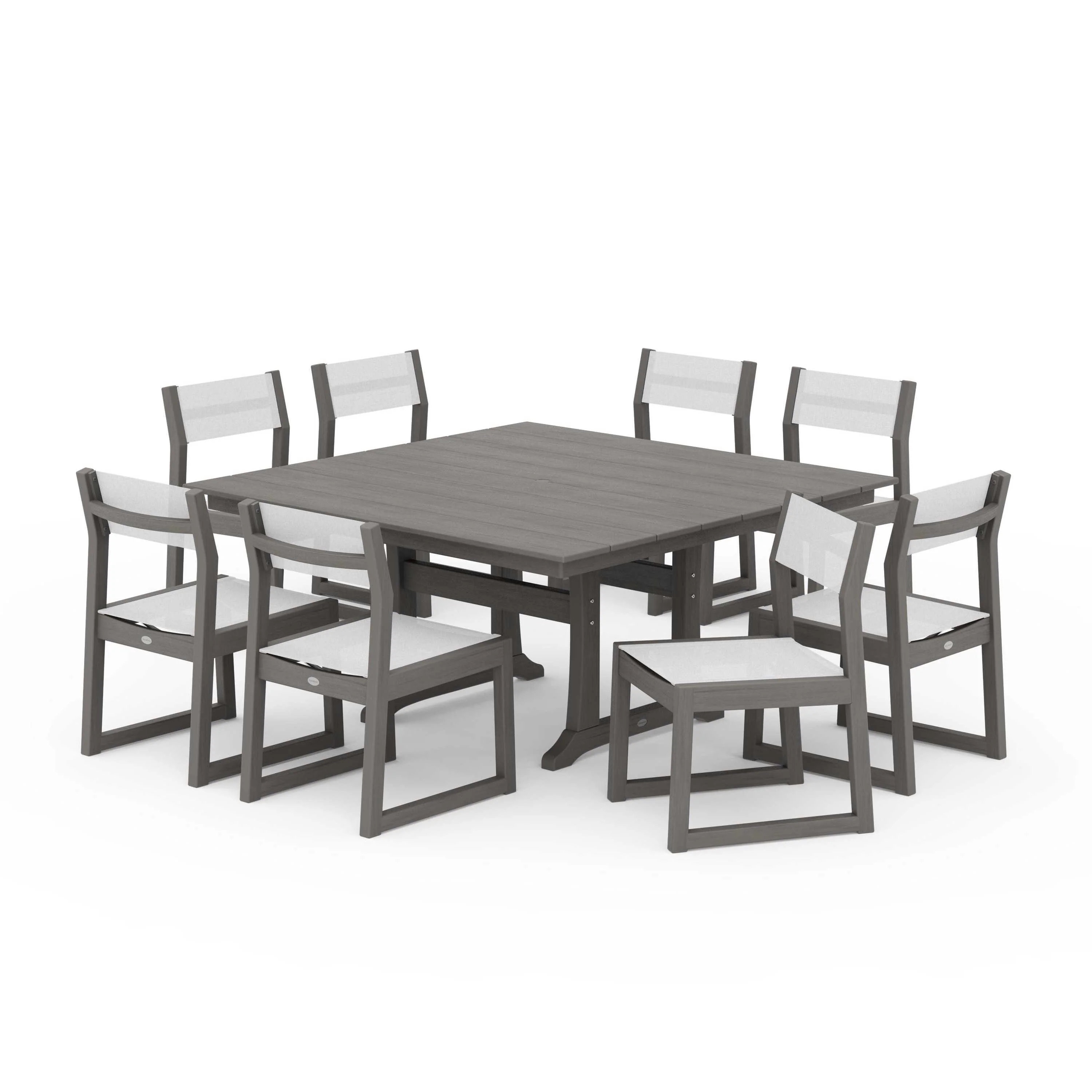 EDGE Sling Side Chair 9-Piece Farmhouse Trestle Dining Set - Image 59