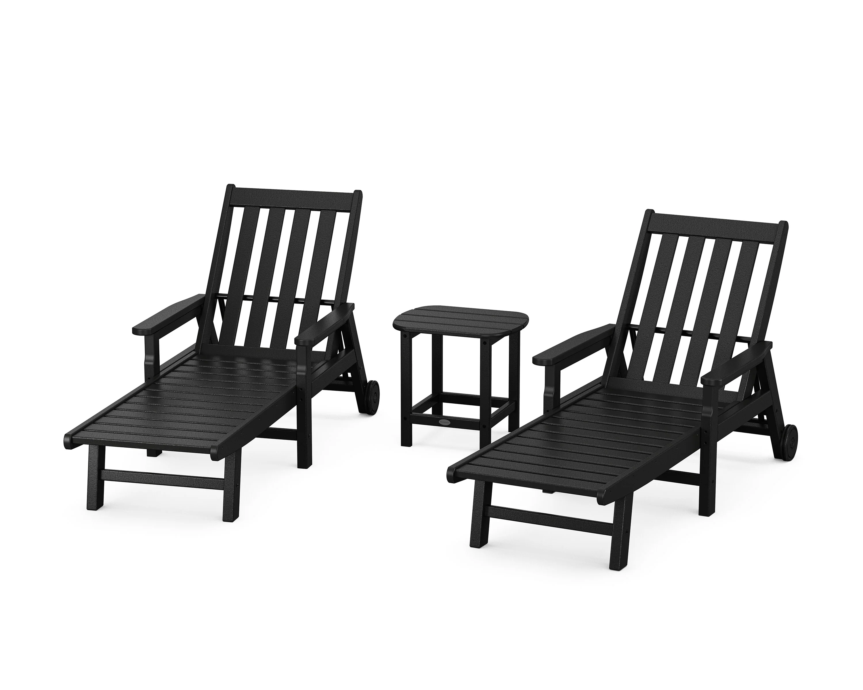 Vineyard 3-Piece Chaise with Arms and Wheels Set - Image 4