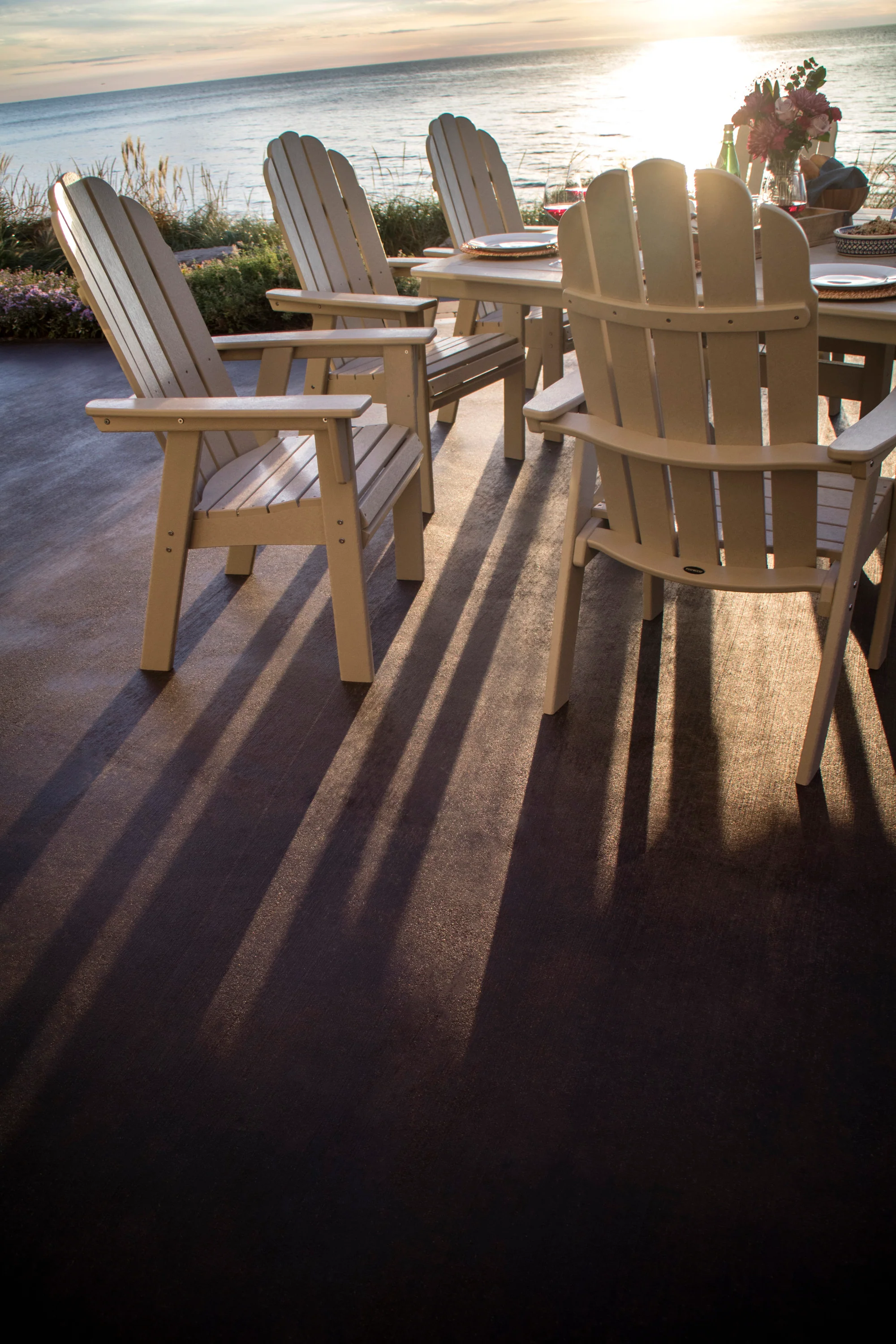 Vineyard Curveback Adirondack 9-Piece Nautical Trestle Dining Set - Image 5
