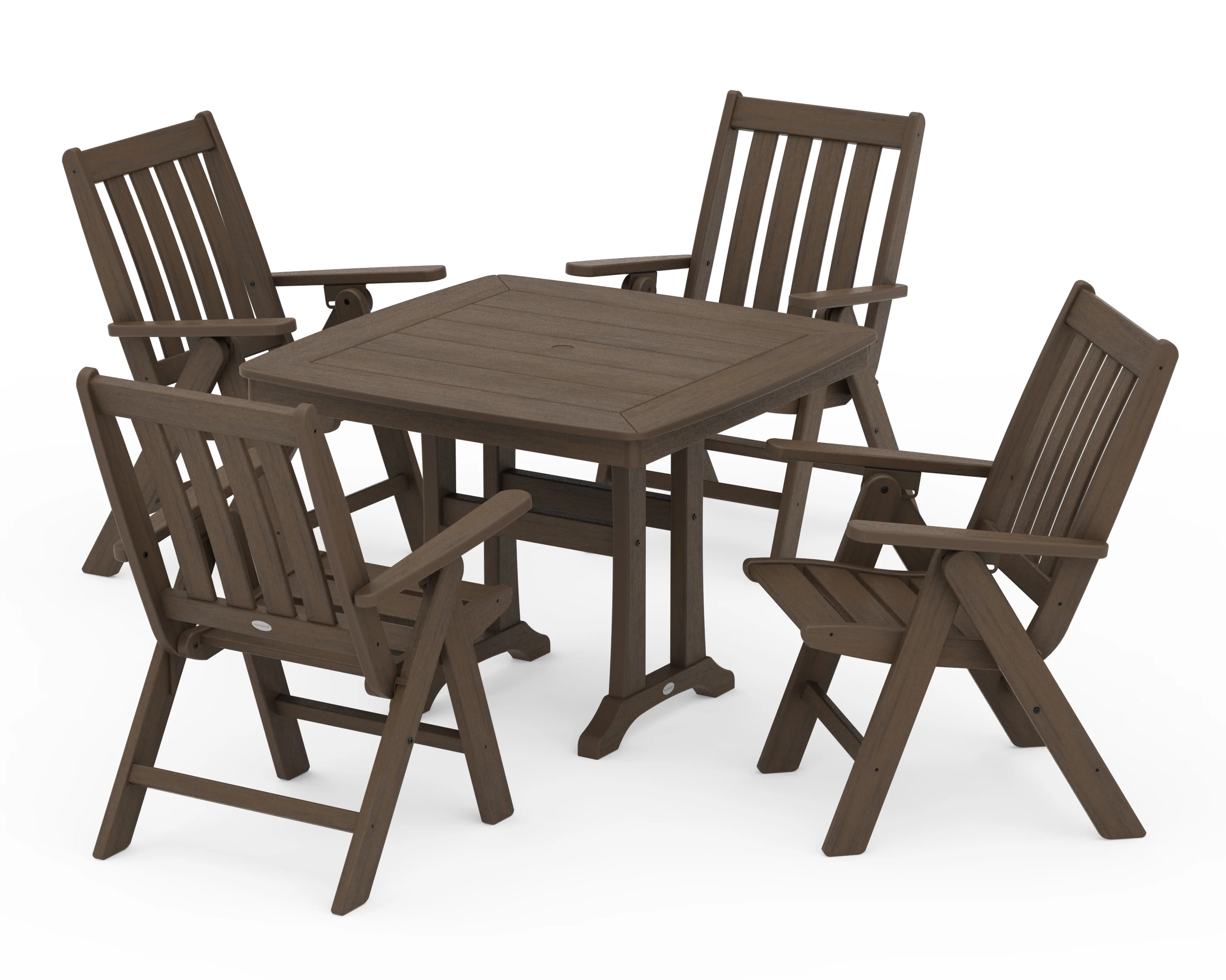 Vineyard Folding 5-Piece Dining Set with Trestle Legs - Image 15