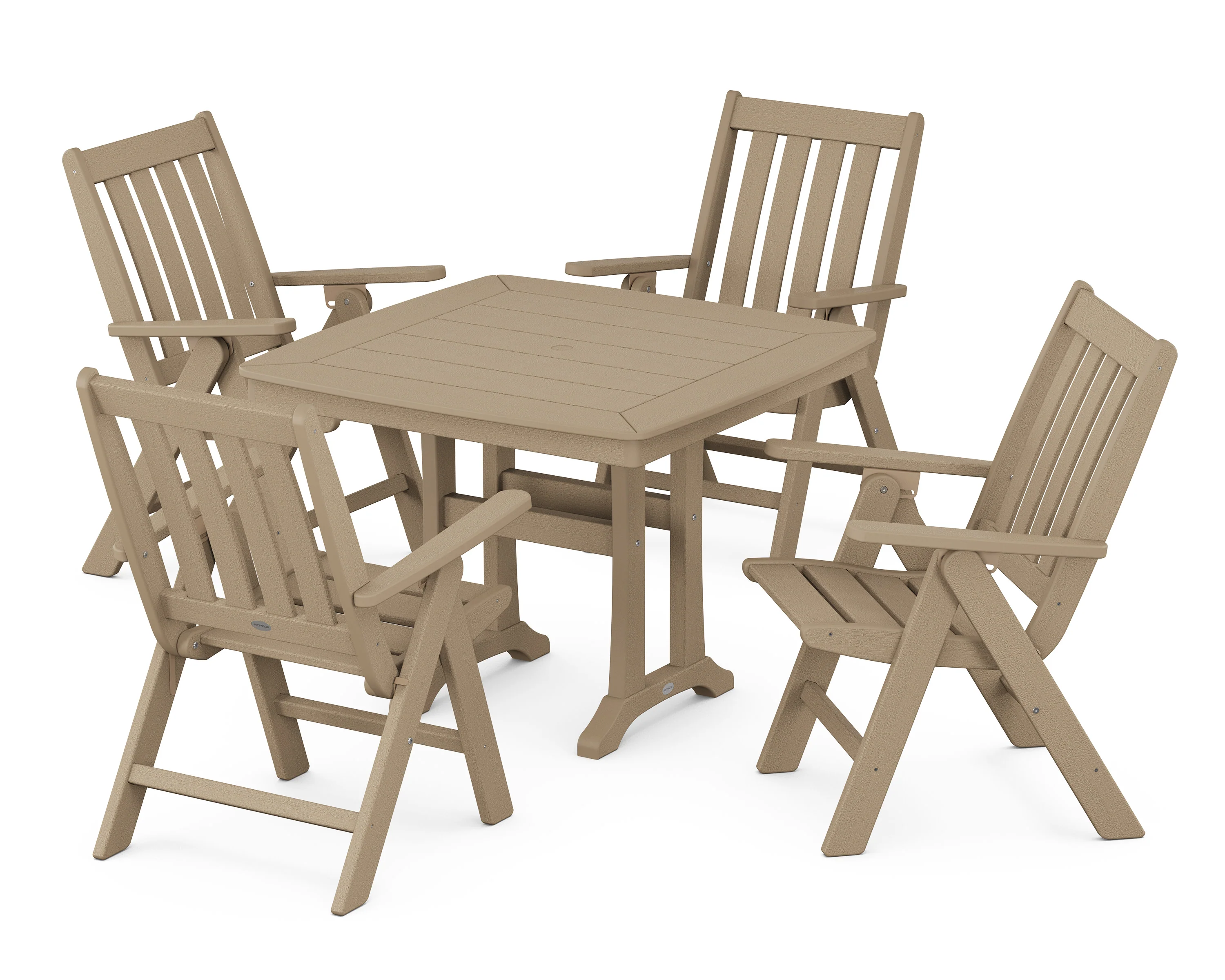 Vineyard Folding 5-Piece Dining Set with Trestle Legs - Image 6