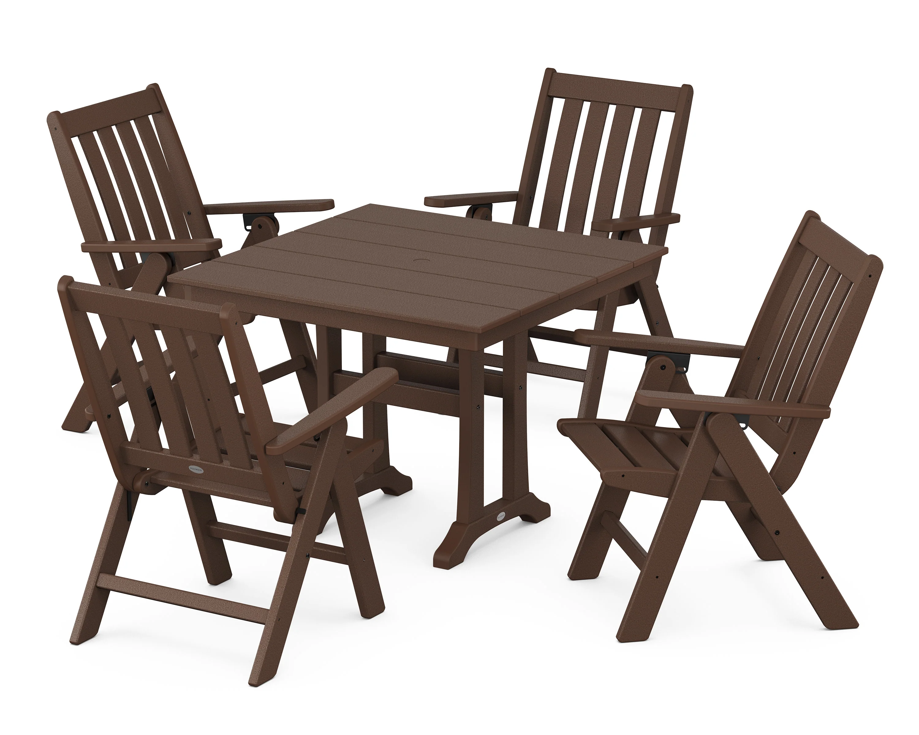 Vineyard Folding 5-Piece Farmhouse Dining Set With Trestle Legs - Image 4