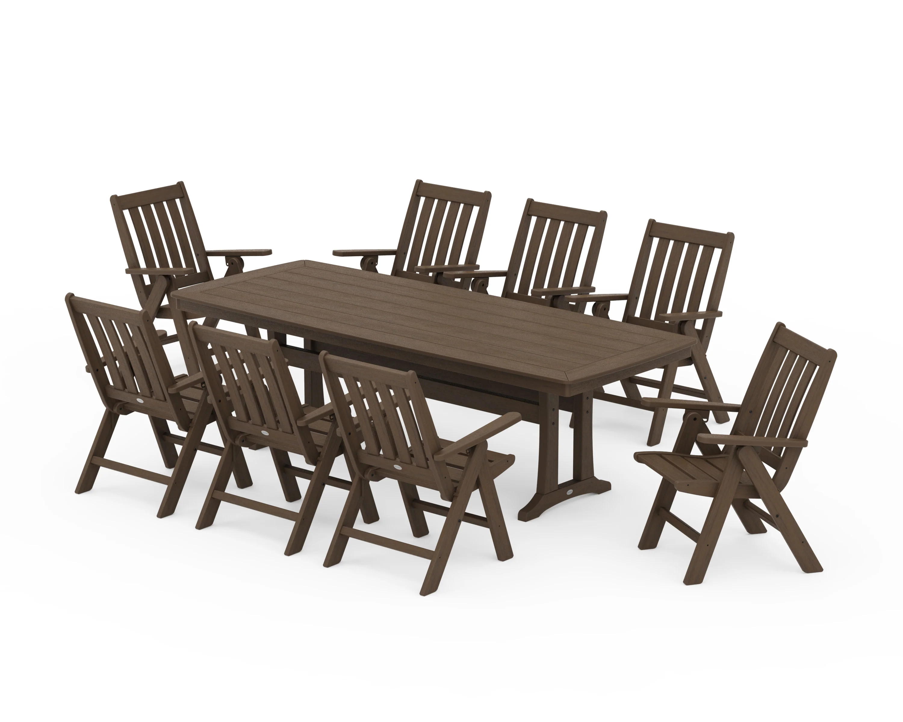 Vineyard Folding 9-Piece Dining Set with Trestle Legs - Image 15