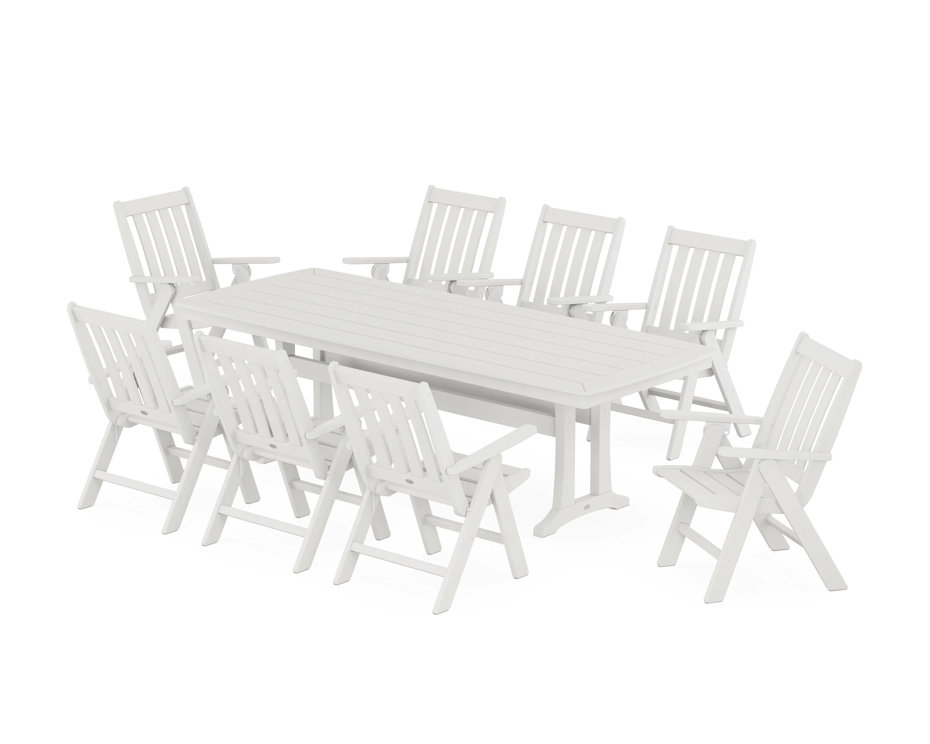 Vineyard Folding 9-Piece Dining Set with Trestle Legs - Image 5