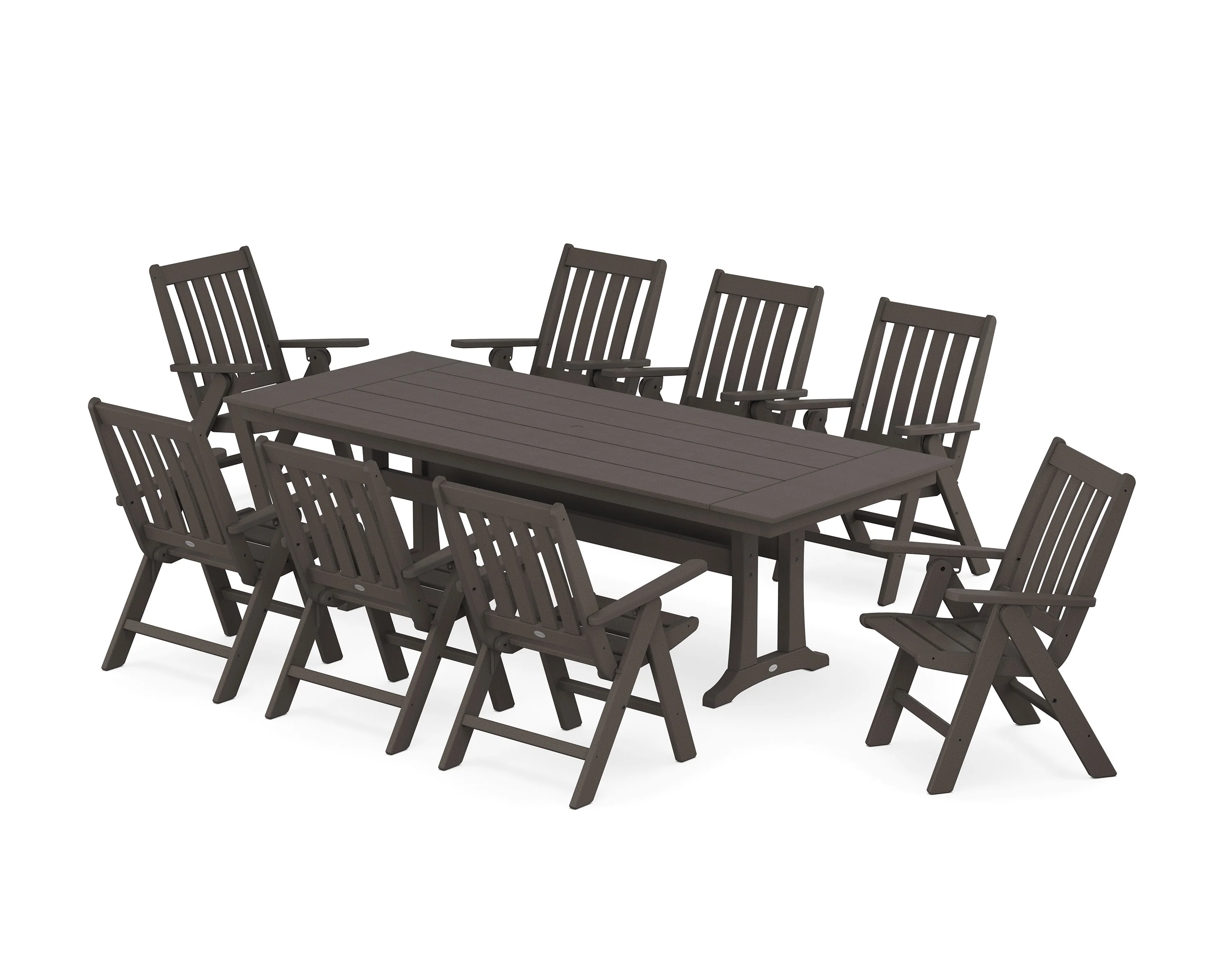Vineyard Folding 9-Piece Farmhouse Dining Set with Trestle Legs - Image 11