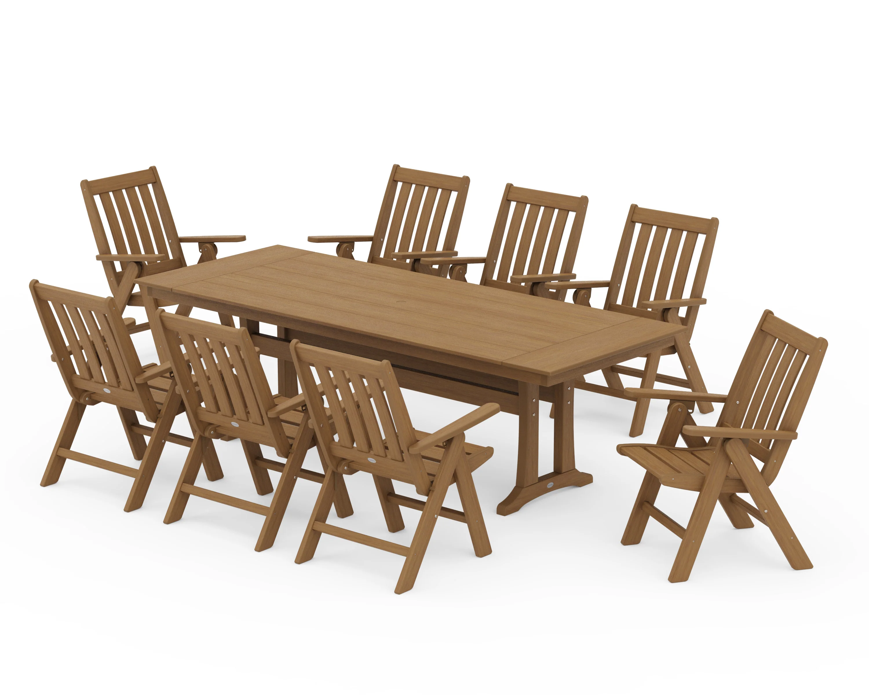 Vineyard Folding 9-Piece Farmhouse Dining Set with Trestle Legs - Image 13