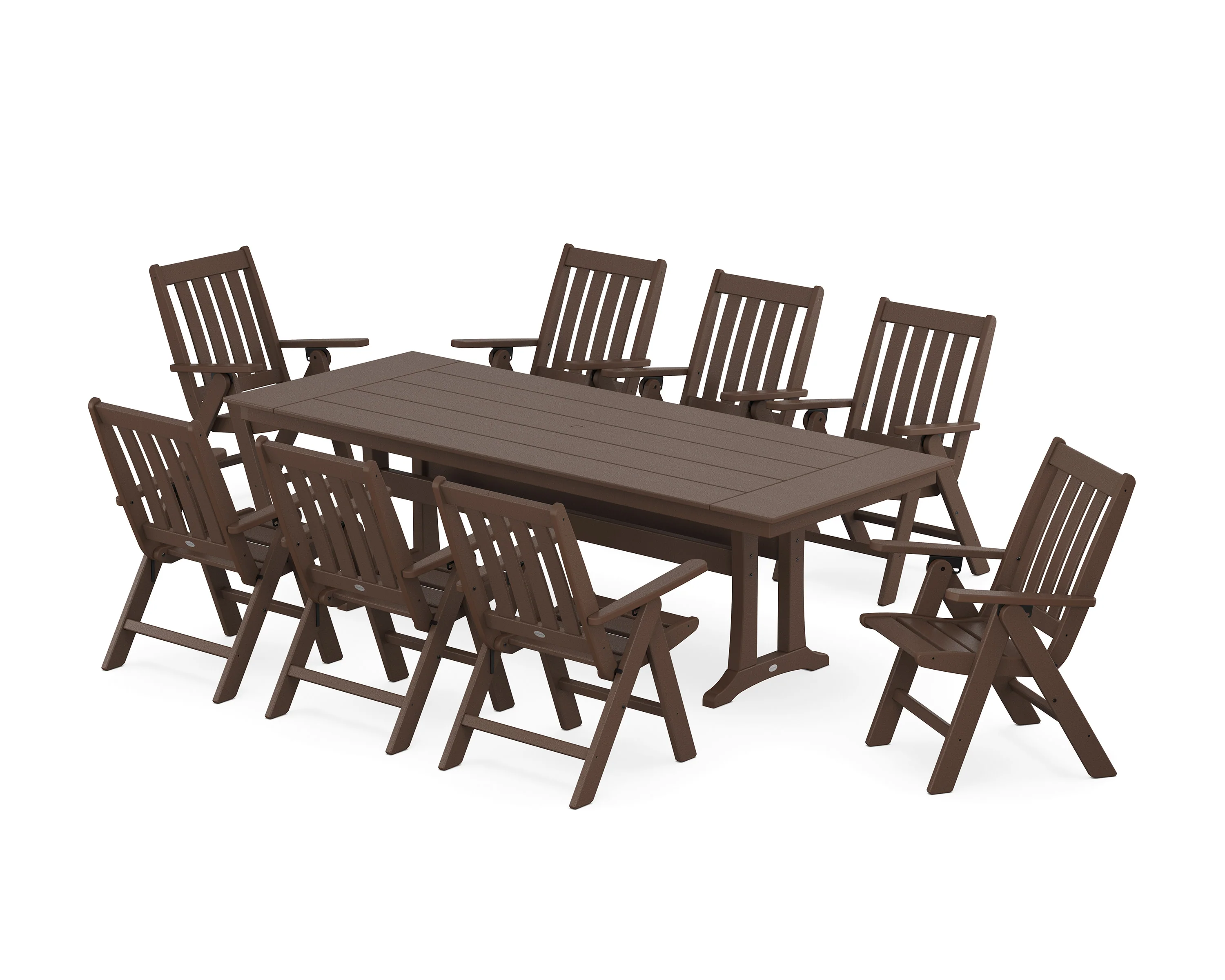 Vineyard Folding 9-Piece Farmhouse Dining Set with Trestle Legs - Image 4