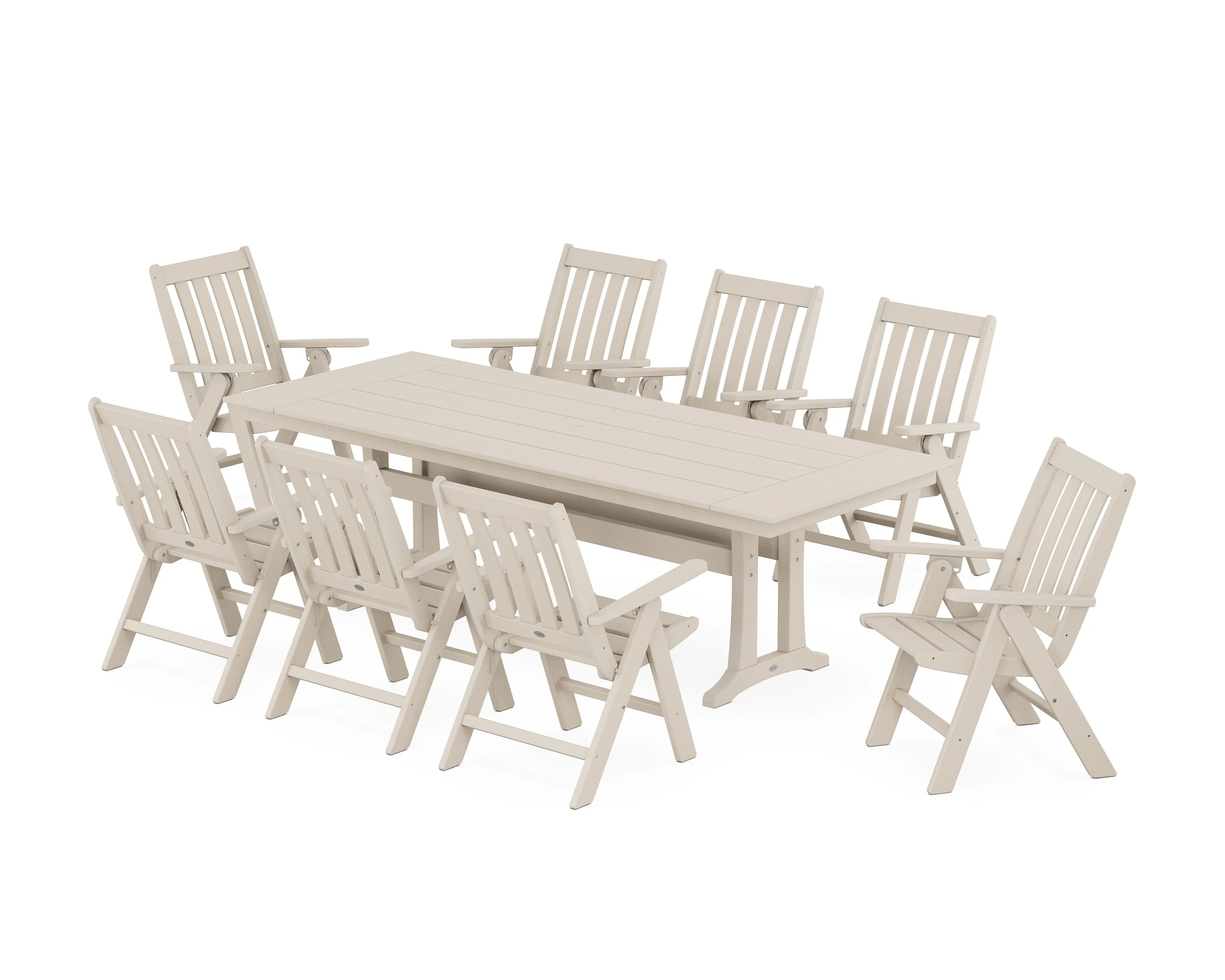 Vineyard Folding 9-Piece Farmhouse Dining Set with Trestle Legs - Image 5
