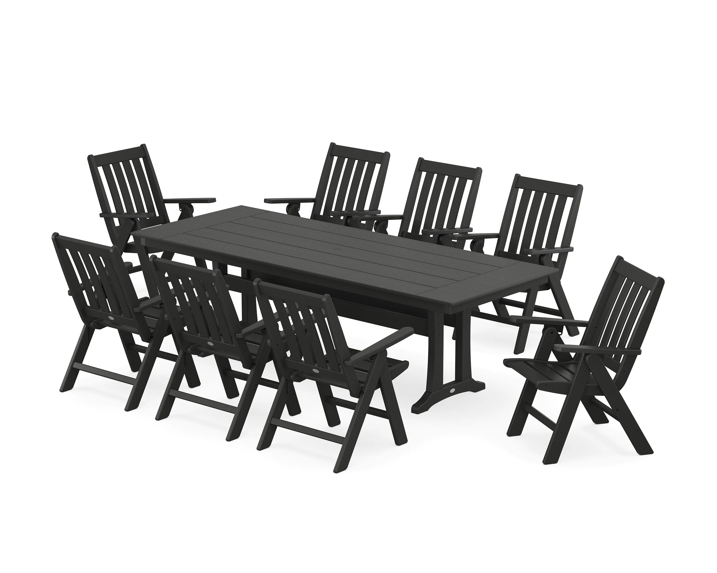 Vineyard Folding 9-Piece Farmhouse Dining Set with Trestle Legs - Image 9