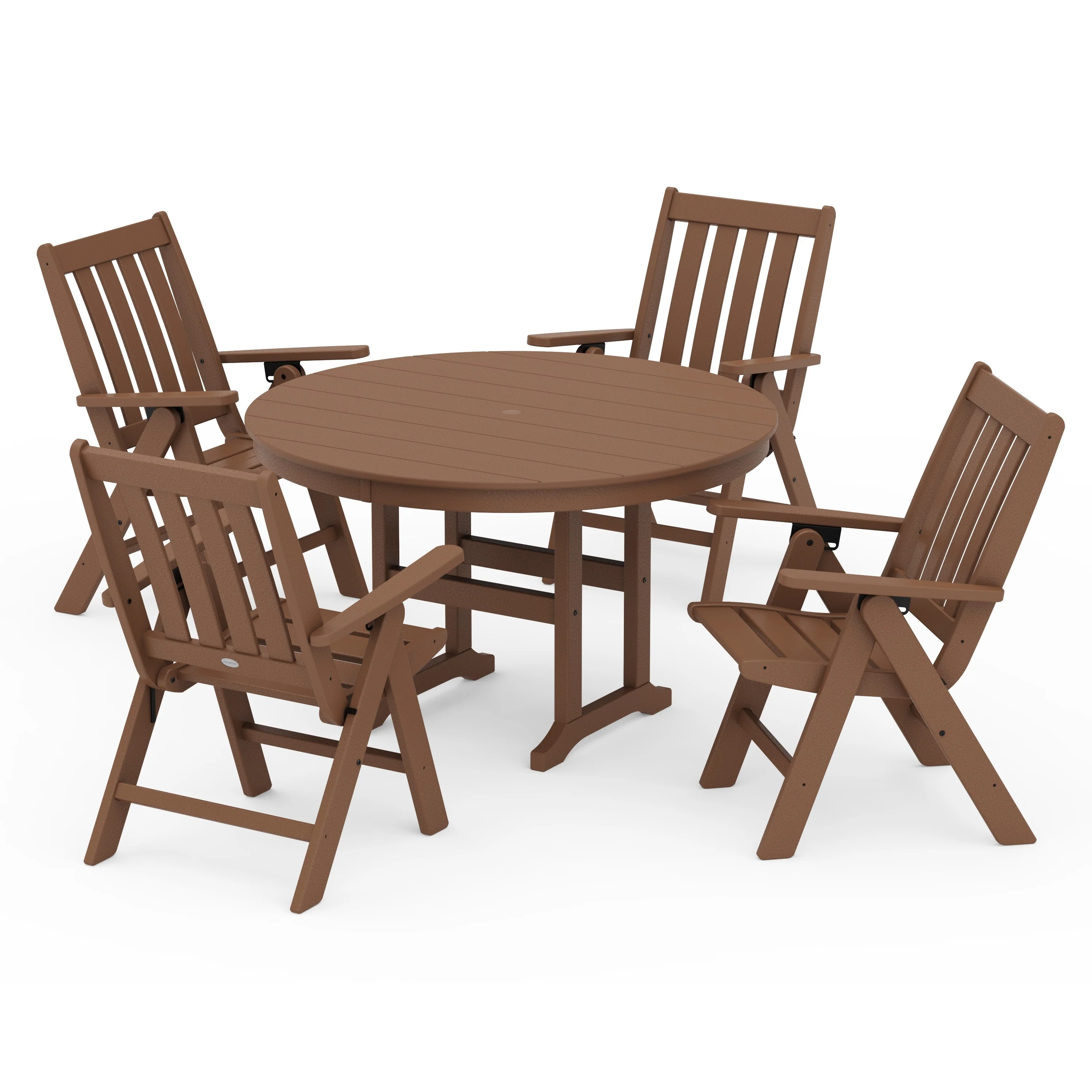 Vineyard Folding Chair 5-Piece Round Farmhouse Dining Set - Image 9