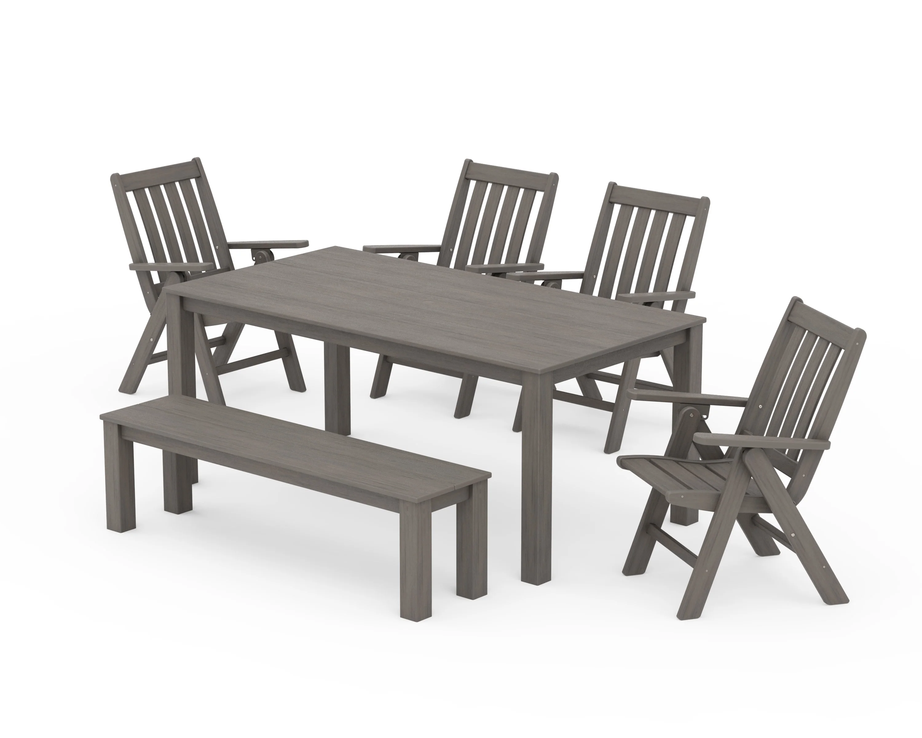 Vineyard Folding Chair 6-Piece Parsons Dining Set with Bench - Image 11
