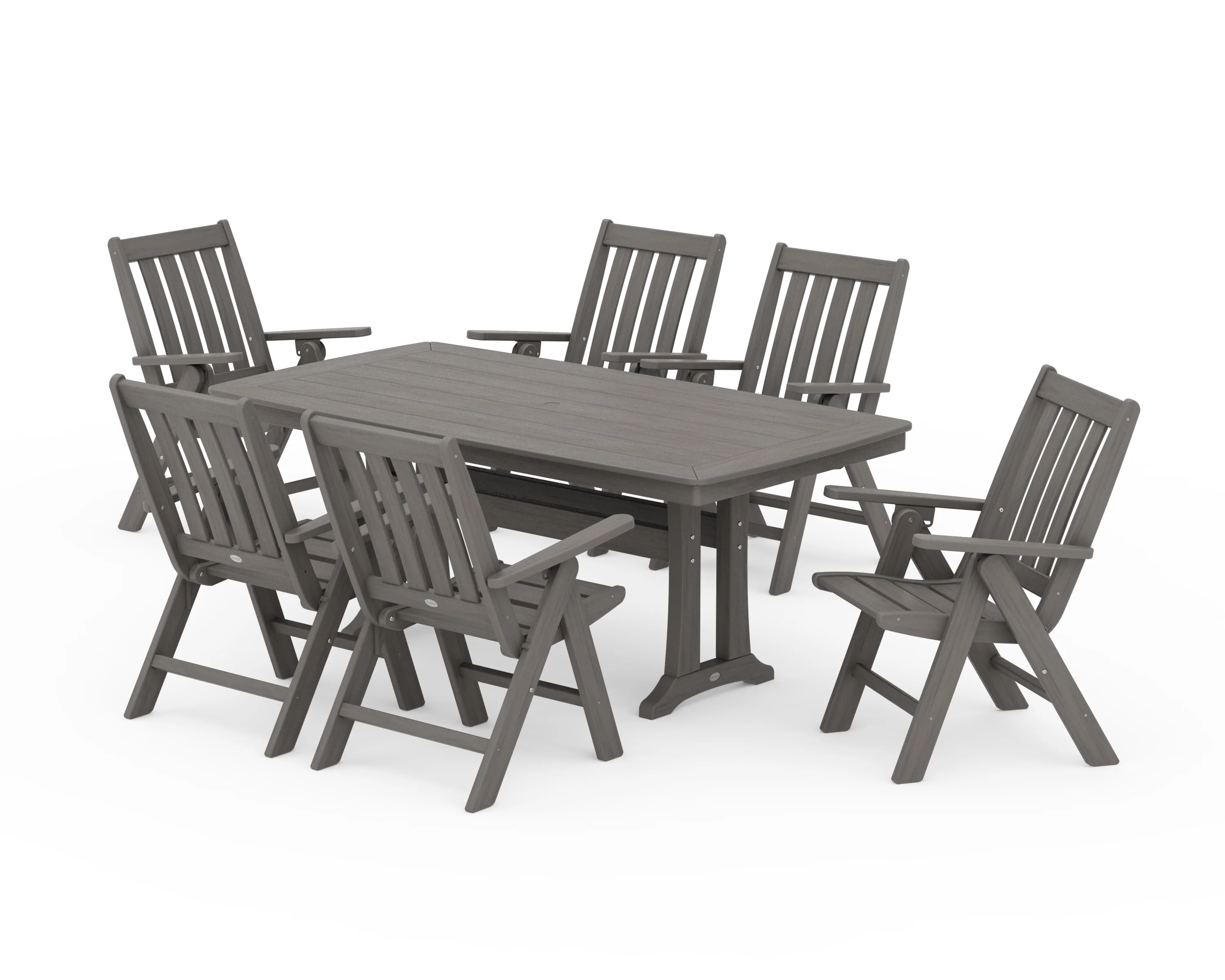 Vineyard Folding Chair 7-Piece Dining Set with Trestle Legs - Image 18
