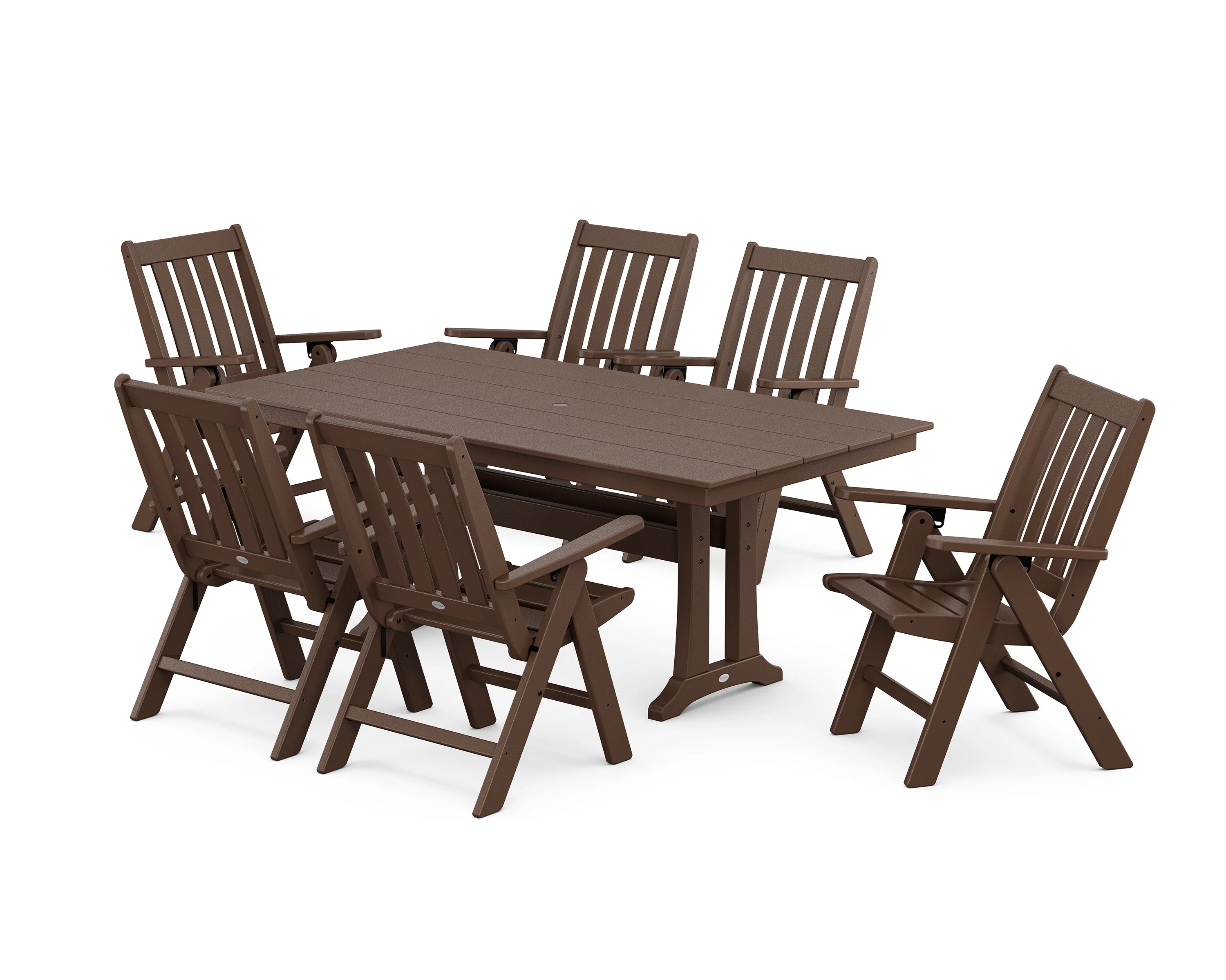 Vineyard Folding Chair 7-Piece Farmhouse Dining Set with Trestle Legs - Image 10