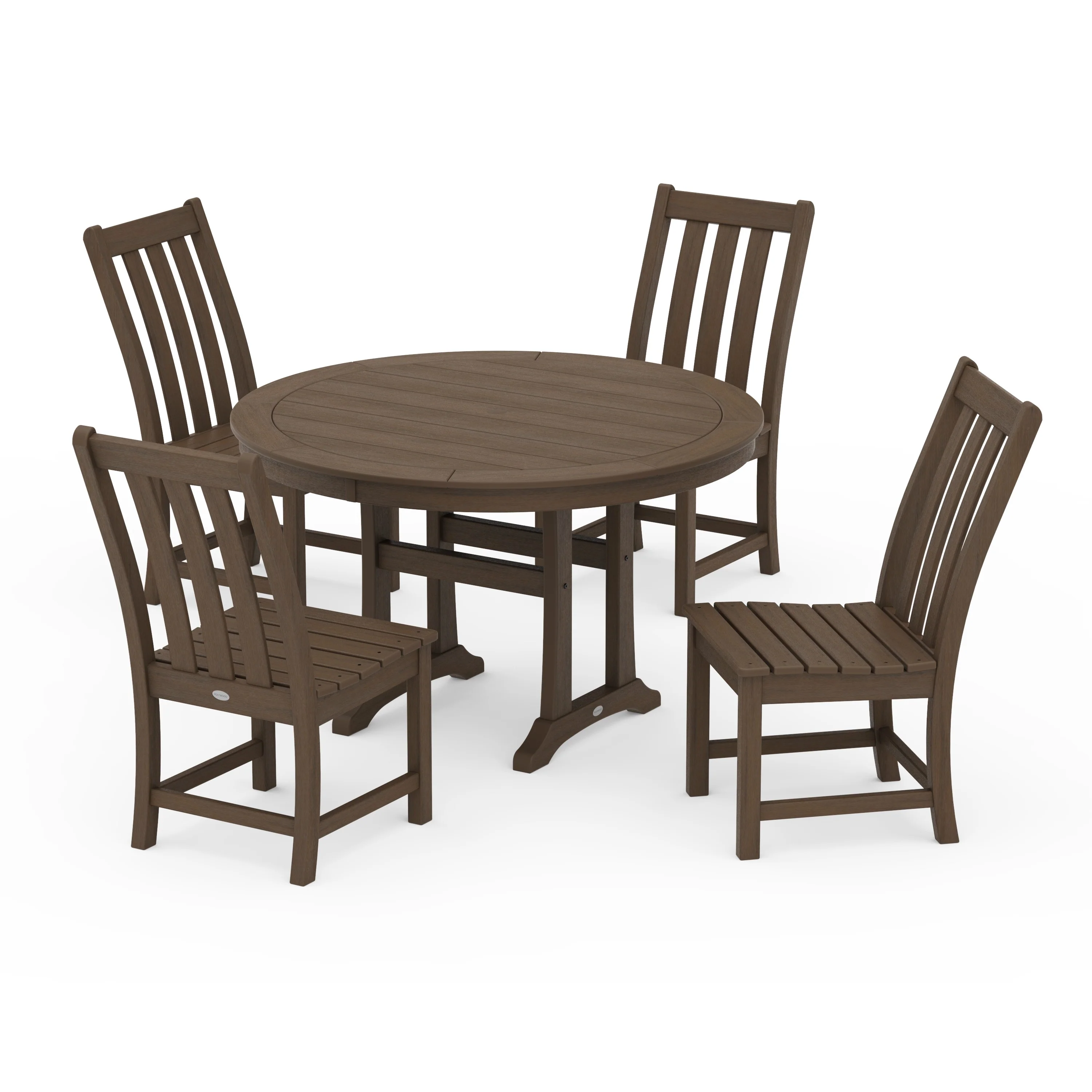 Vineyard Side Chair 5-Piece Round Dining Set With Trestle Legs - Image 10