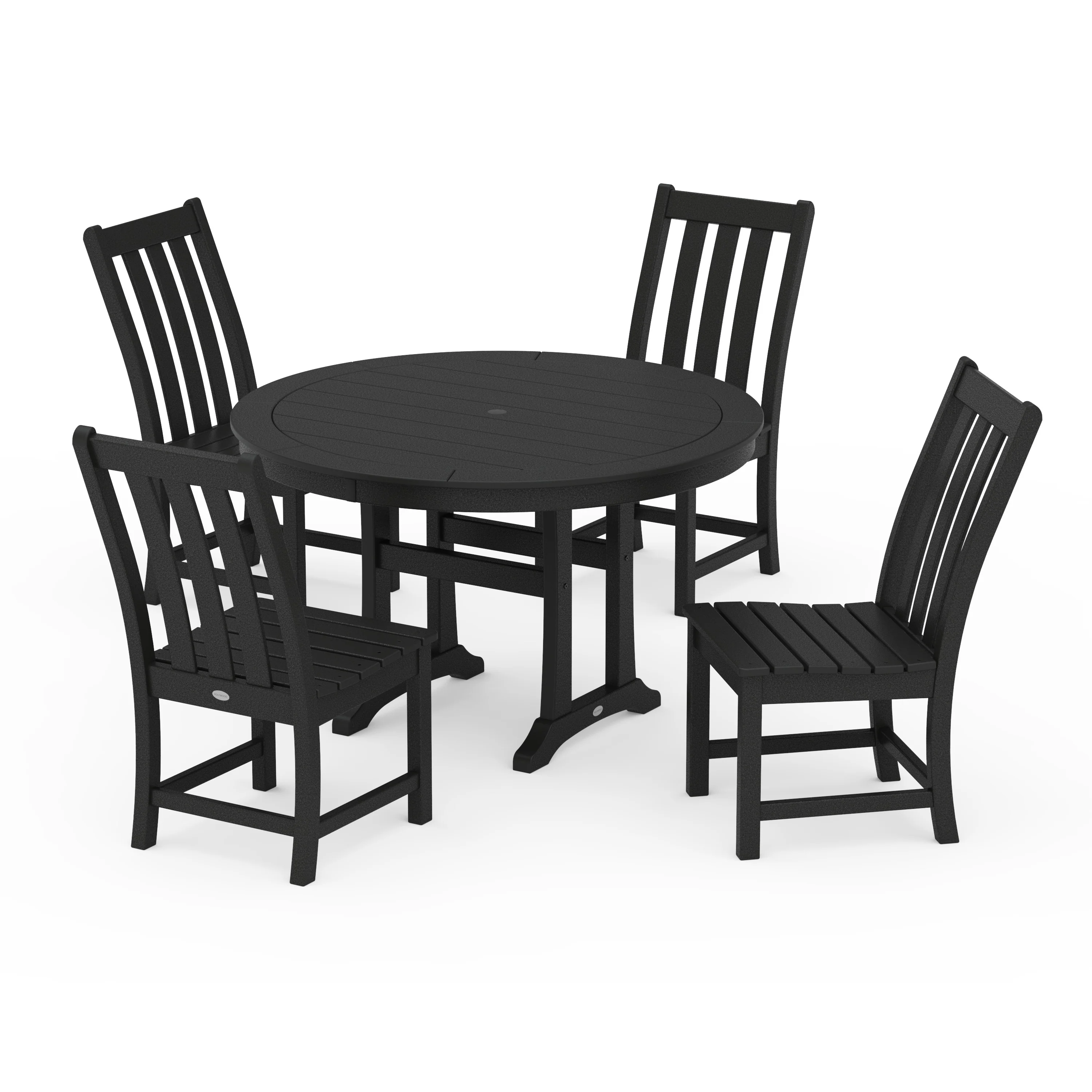 Vineyard Side Chair 5-Piece Round Dining Set With Trestle Legs - Image 7
