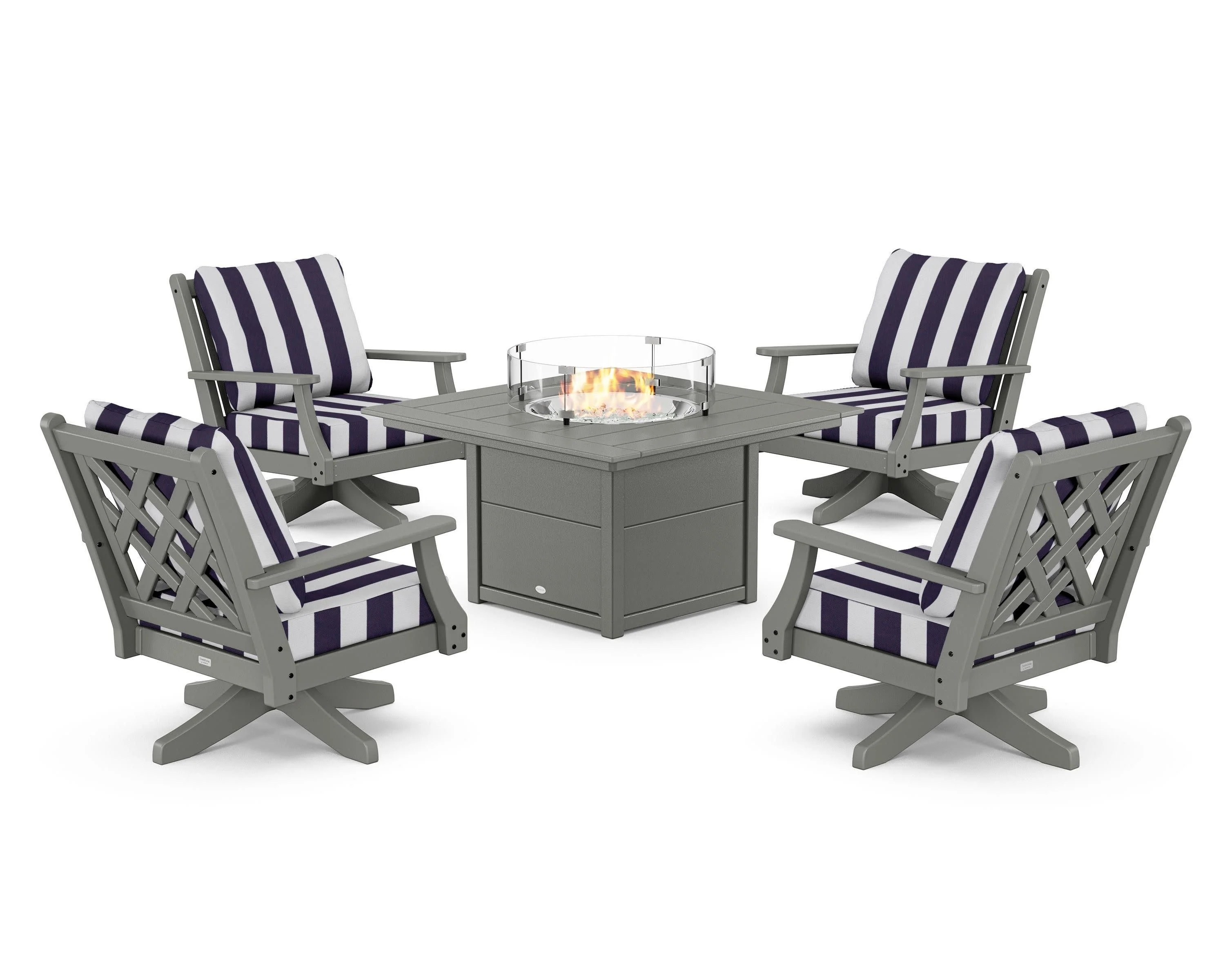 Wovendale 5-Piece Deep Seating Swivel Conversation Set with Fire Pit Table - Image 100