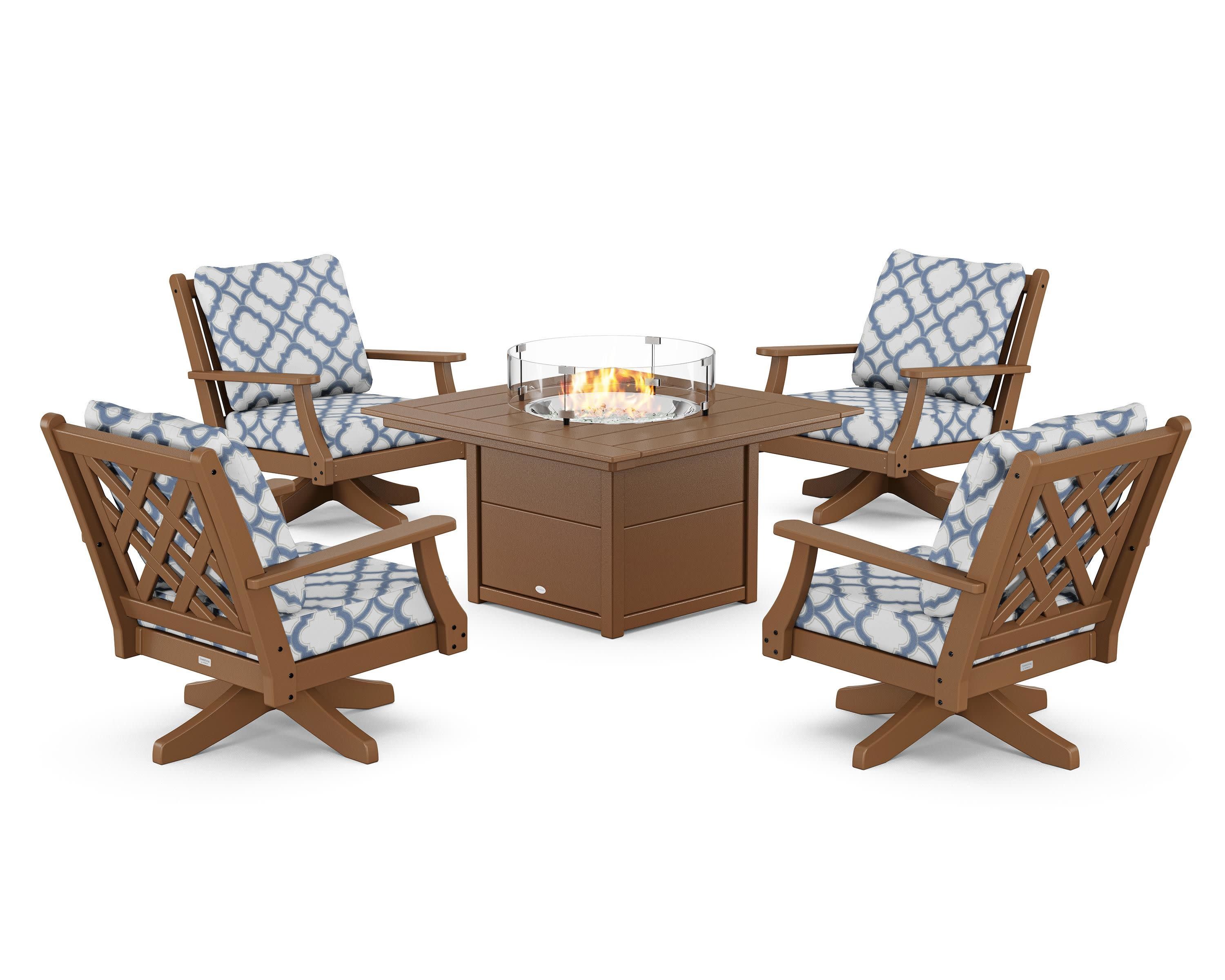 Wovendale 5-Piece Deep Seating Swivel Conversation Set with Fire Pit Table - Image 106