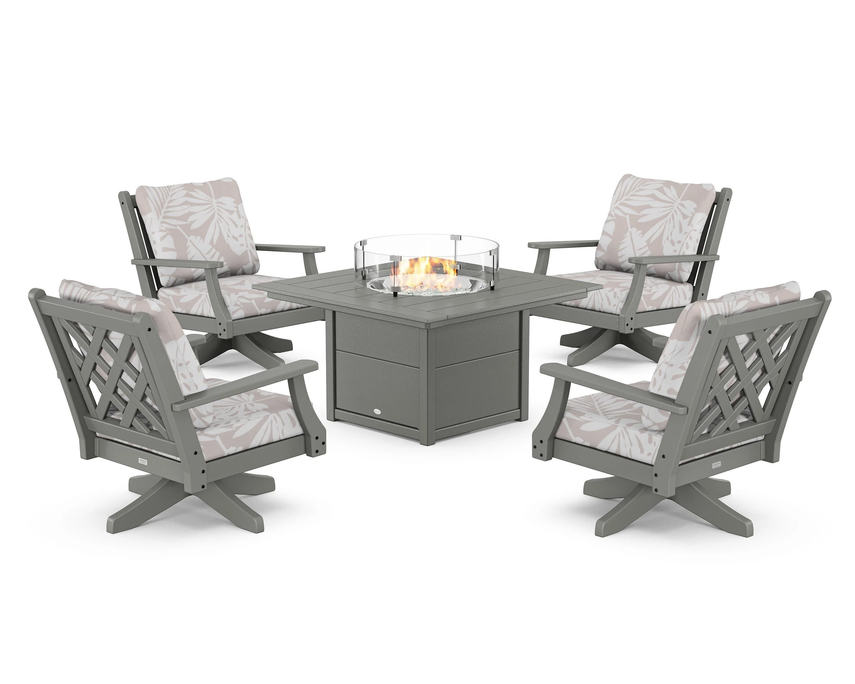 Wovendale 5-Piece Deep Seating Swivel Conversation Set with Fire Pit Table - Image 116