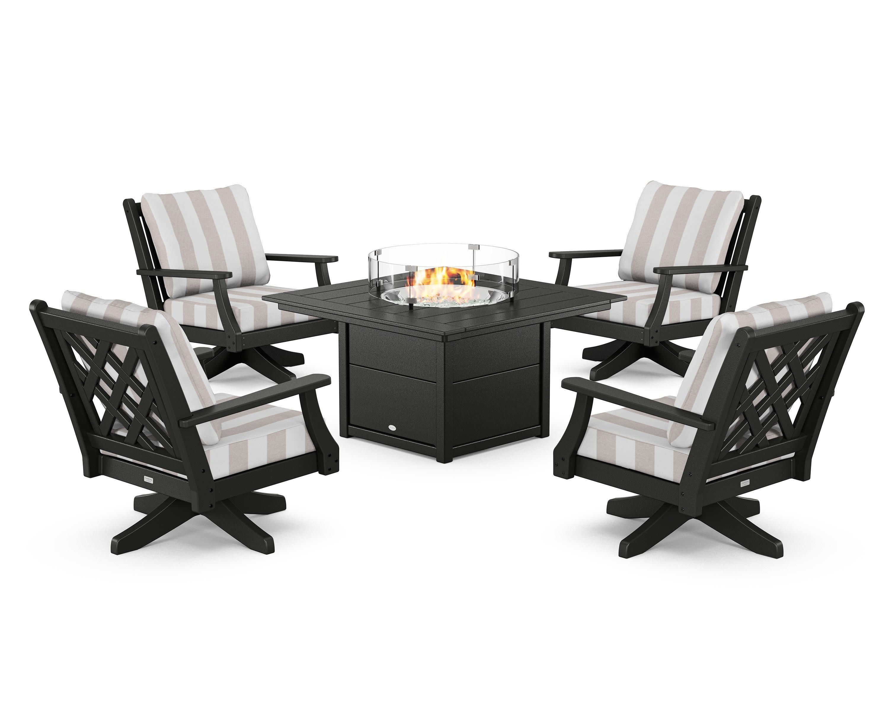 Wovendale 5-Piece Deep Seating Swivel Conversation Set with Fire Pit Table - Image 118