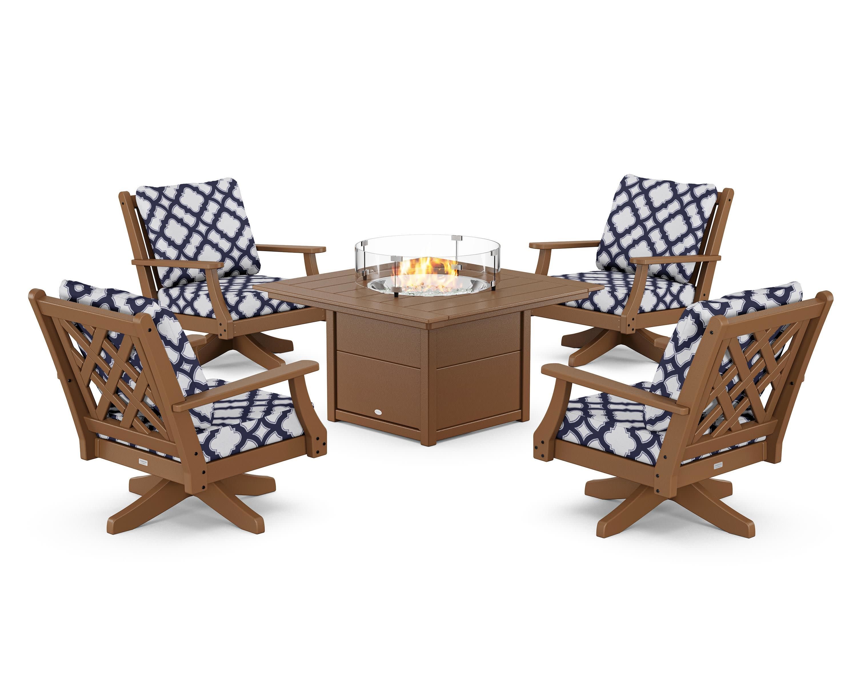 Wovendale 5-Piece Deep Seating Swivel Conversation Set with Fire Pit Table - Image 132
