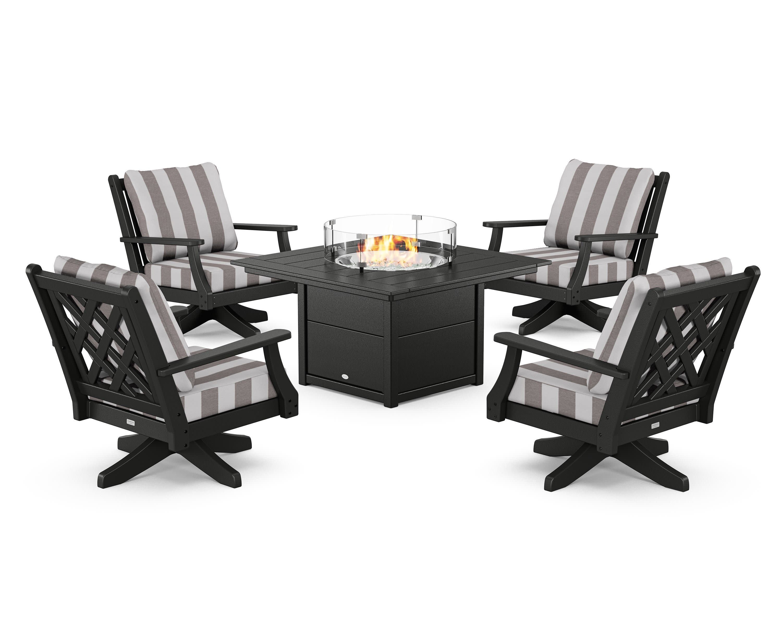 Wovendale 5-Piece Deep Seating Swivel Conversation Set with Fire Pit Table - Image 144