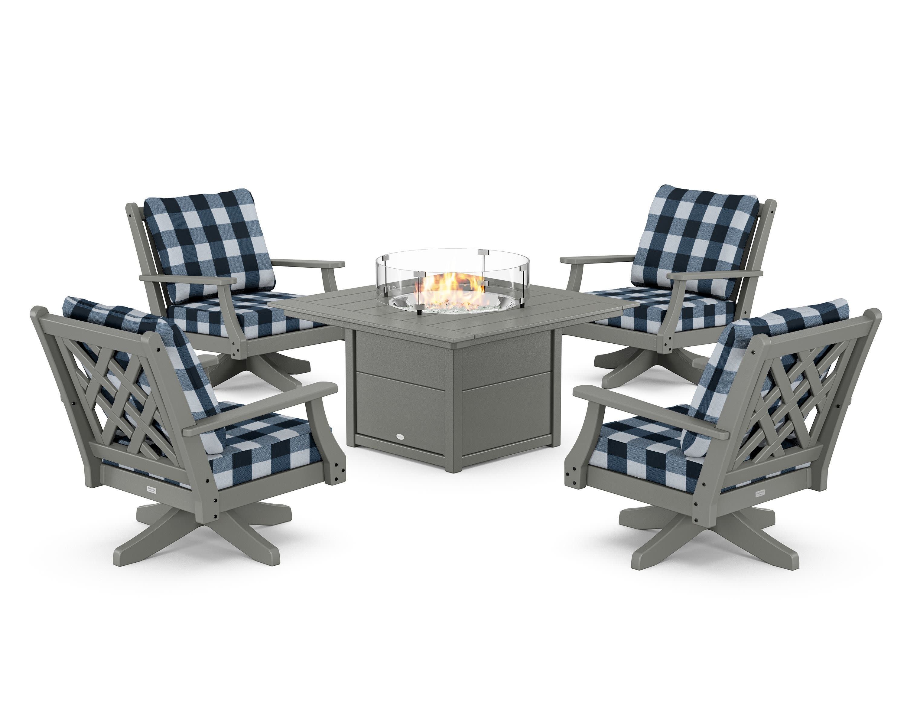 Wovendale 5-Piece Deep Seating Swivel Conversation Set with Fire Pit Table - Image 145