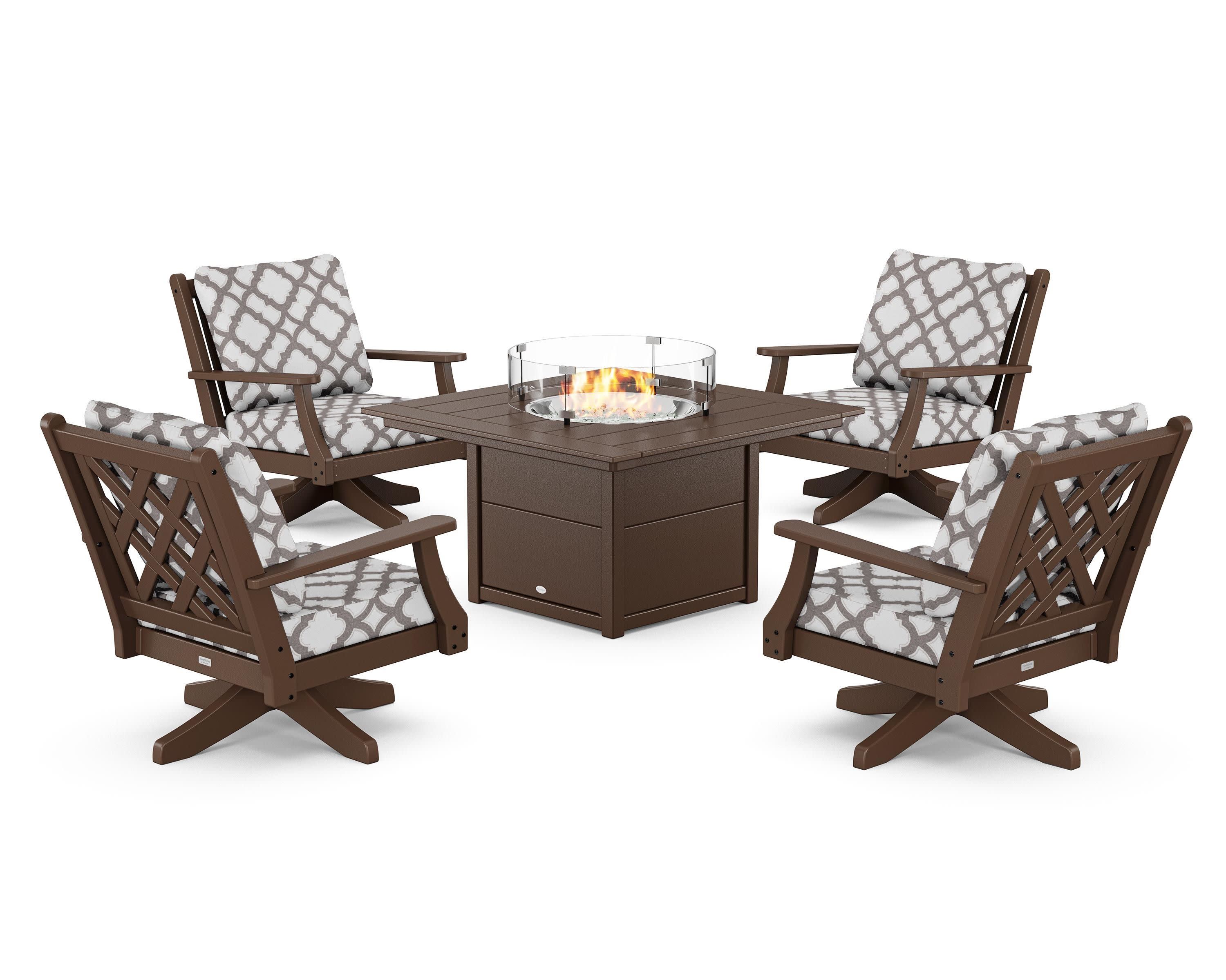 Wovendale 5-Piece Deep Seating Swivel Conversation Set with Fire Pit Table - Image 173