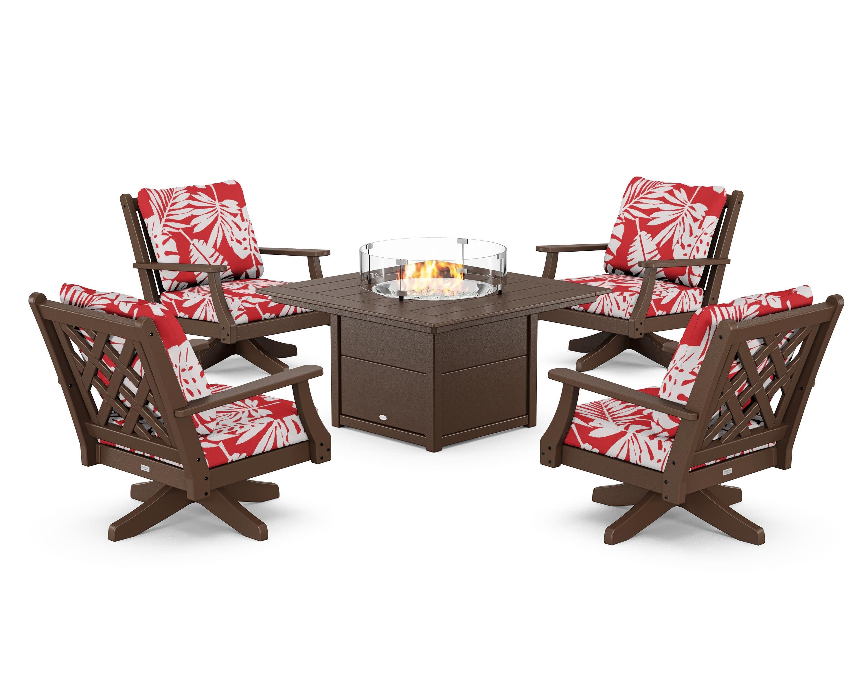 Wovendale 5-Piece Deep Seating Swivel Conversation Set with Fire Pit Table - Image 179
